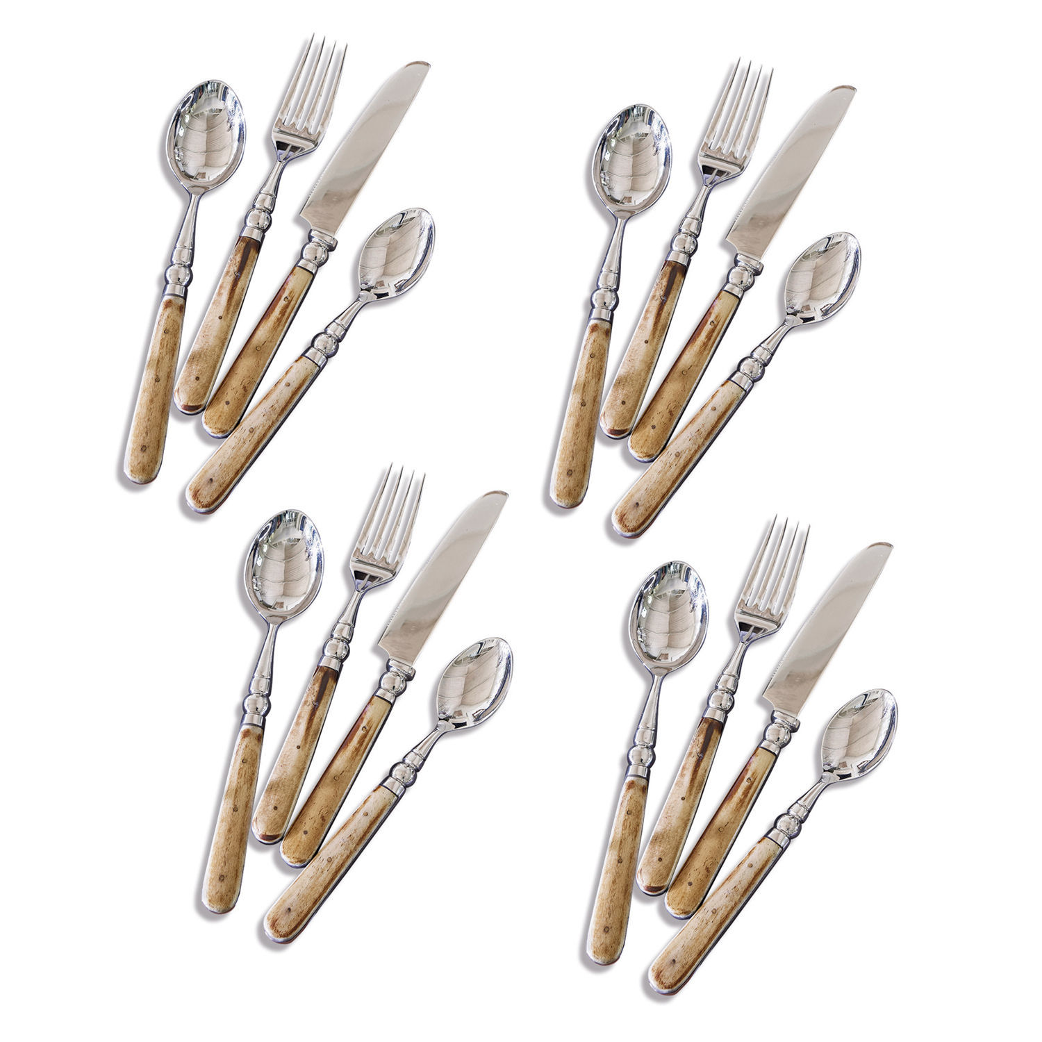 Besteck Bigeste 16-teiliges Besteckset mit Holzgriffen und Metallteilen, klassisches Design für den Esstisch