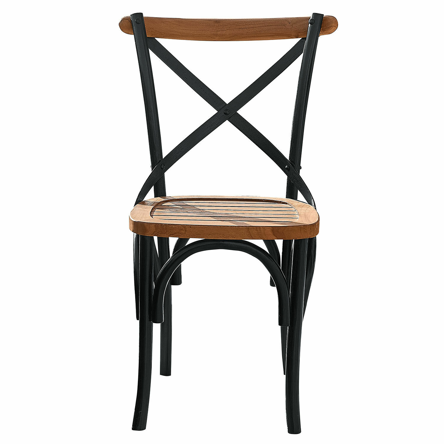 schwarz/braun Stuhl Kirkdale aus schwarzem Metall und braunem Holz, industrieller Stil für Esszimmer