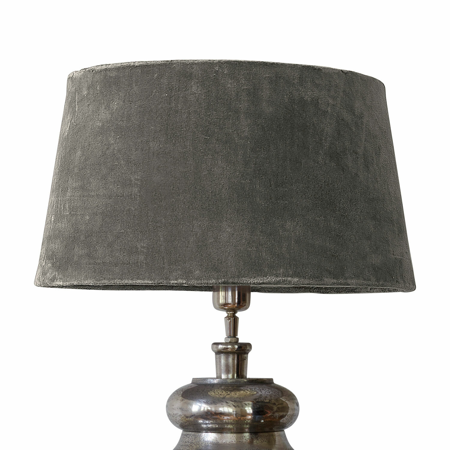 grau Grauer Lampenschirm Boffas aus weichem Material auf Metallfuß, moderne dekorative Lampe