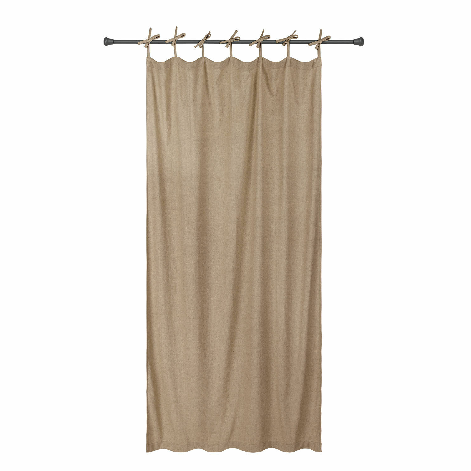 Vorhang Seleneia Beige Baumwollvorhang mit Bindeschlaufen zum Aufhängen an der Gardinenstange, Fensterdeko