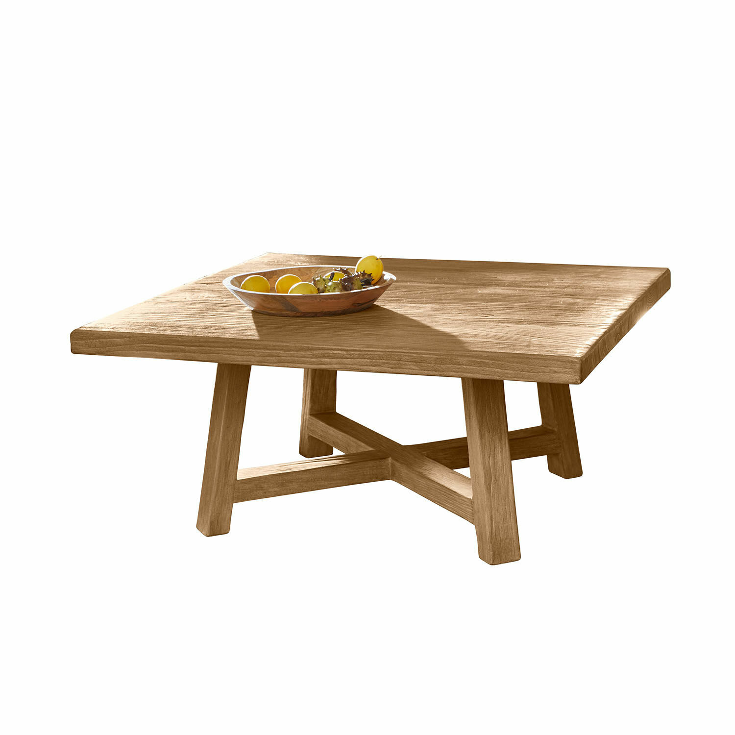 Couchtisch Eldonbury Quadratischer Couchtisch aus Holz in Naturfarbe mit dekorativer Obstschale
