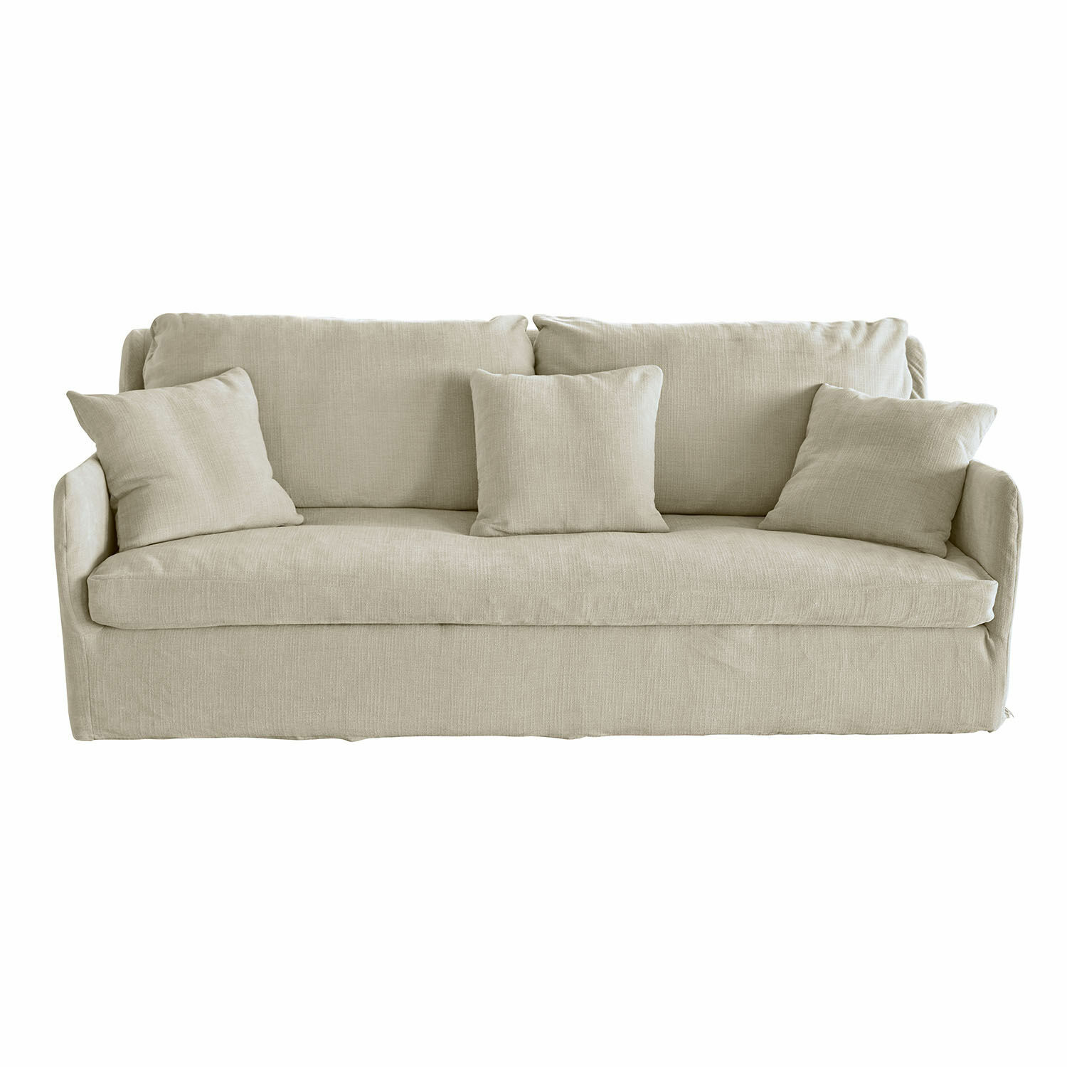 beige Beiges Shadowfield Sofa aus Stoff mit drei Kissen, bequem und stilvoll fürs Wohnzimmer