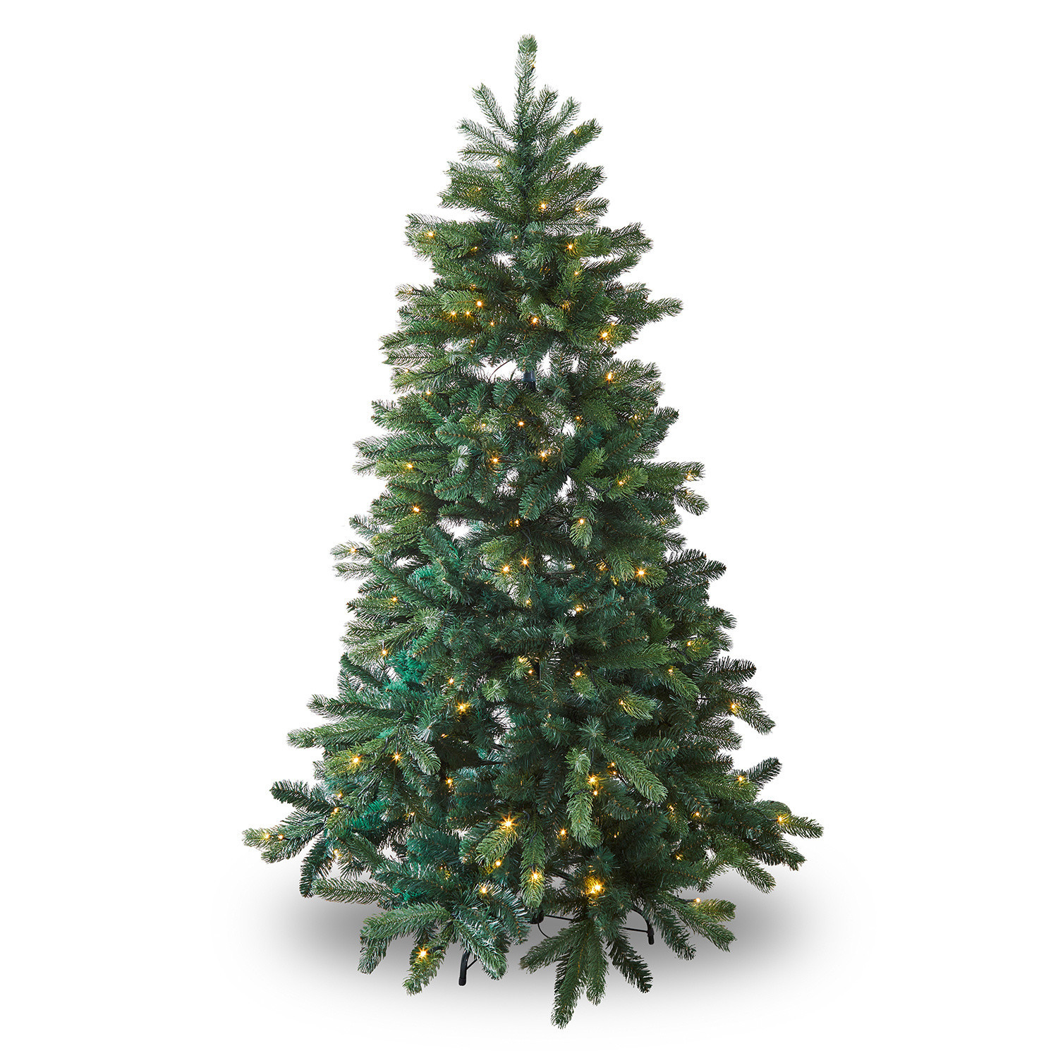 Weihnachtsbaum Helford Künstlicher grüner Weihnachtsbaum mit Nadeln und warmweißen LED-Lichtern zur Dekoration