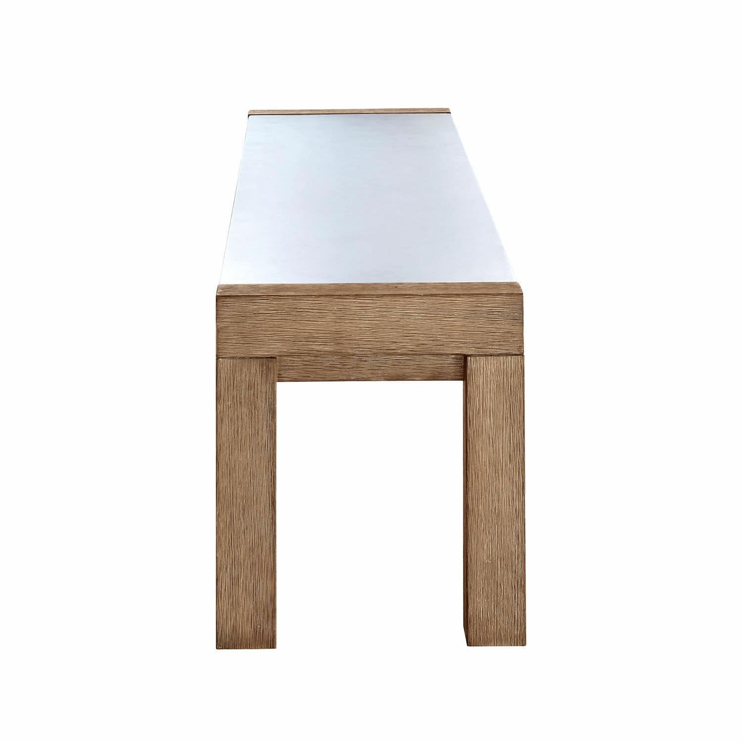 Bank aus Eichenholz mit weißer Tischplatte, minimalistisches Design für Innen- und Außenbereich