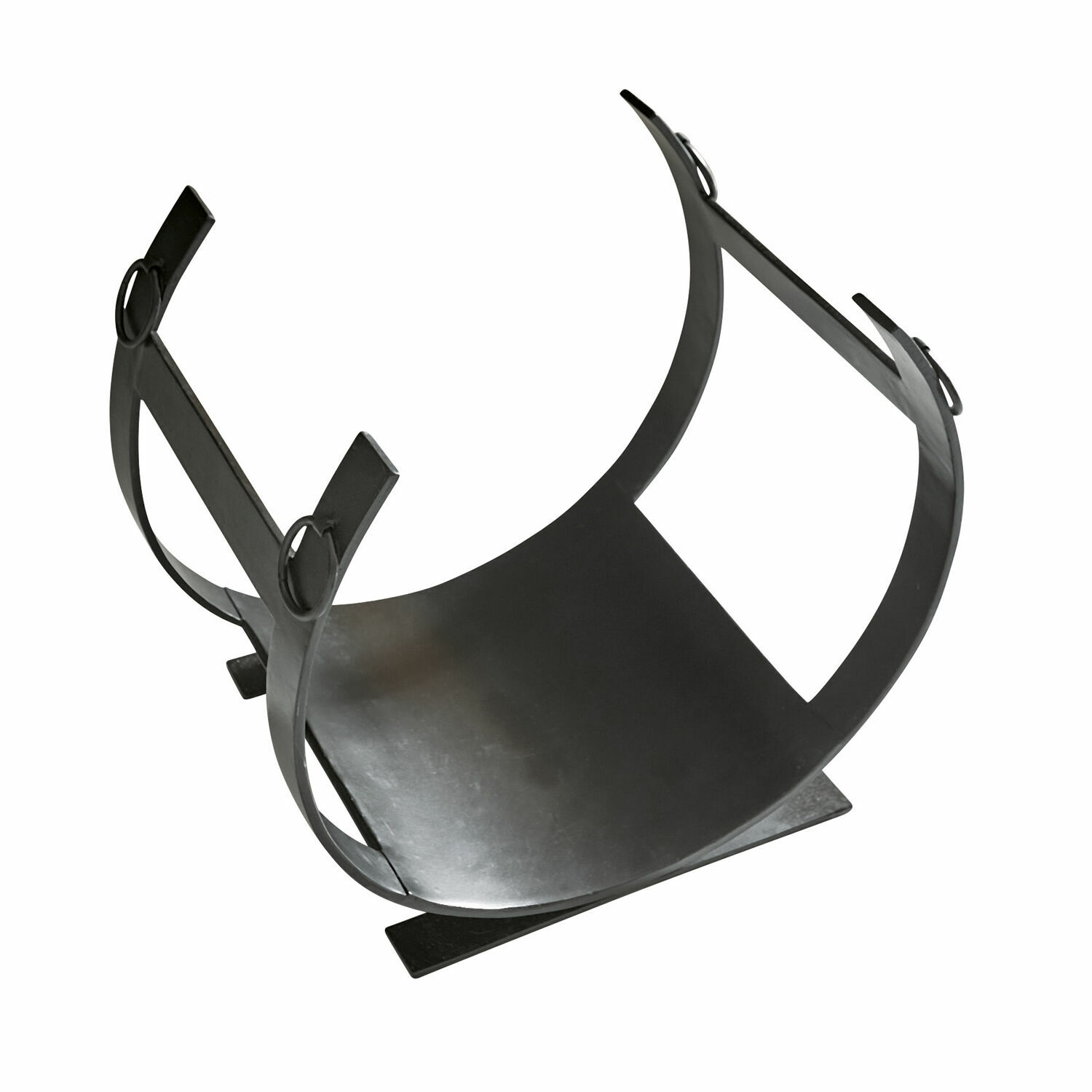 Schwarzer Metall-Holzständer für Kamin mit modernem Design und robuster Bauweise