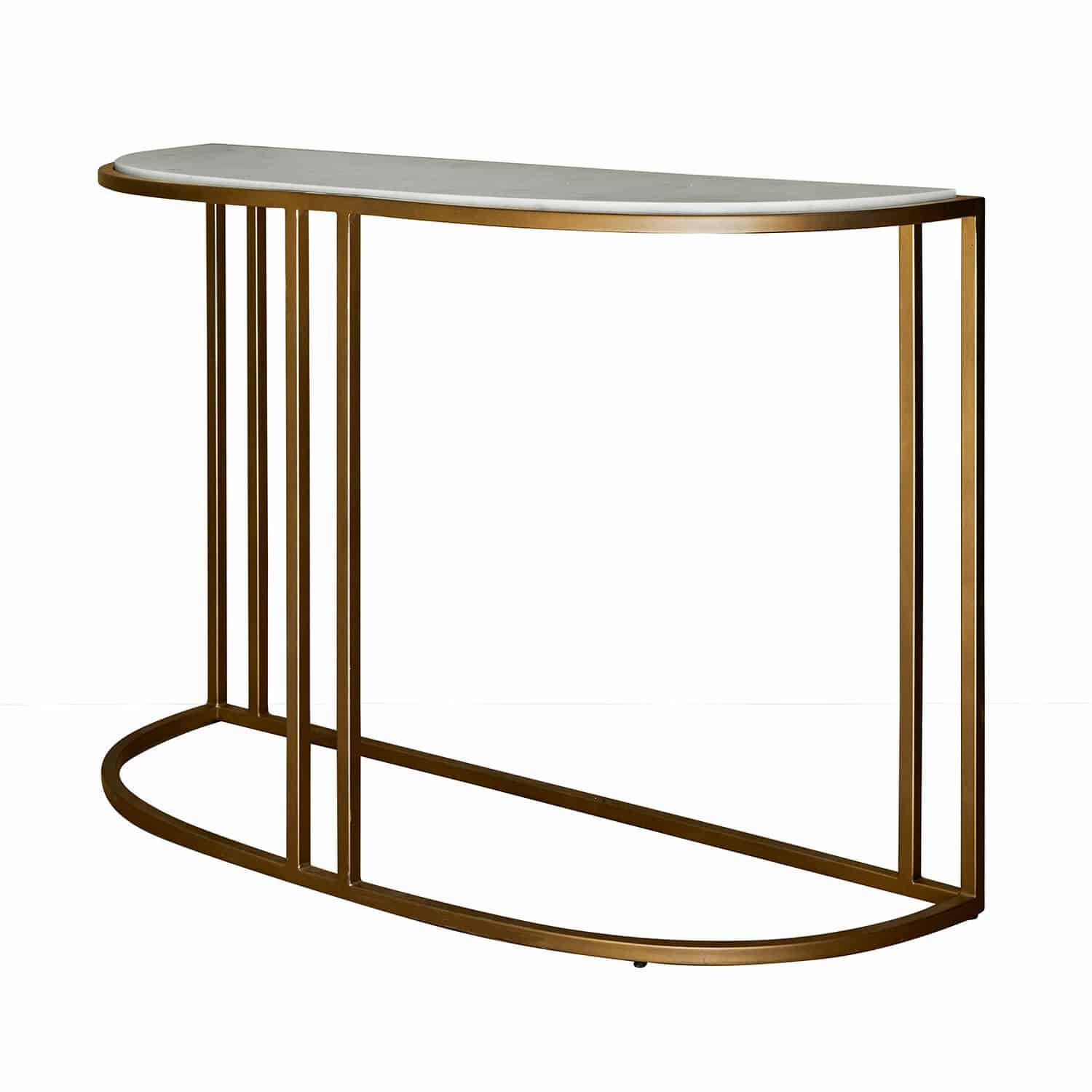 Konsole Soréline Konsole mit weißer Marmorplatte und goldenem Metallgestell, elegantes Wohnzimmermöbel
