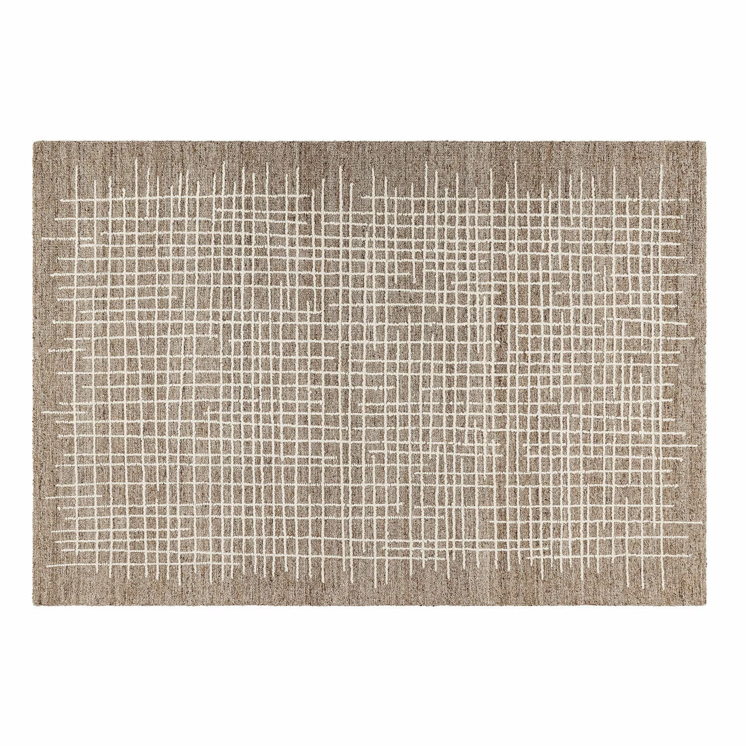 Teppich Iseralyn Beiger Teppich mit weißem Linienmuster, weiches Material, stilvolle Wohnraumdekoration