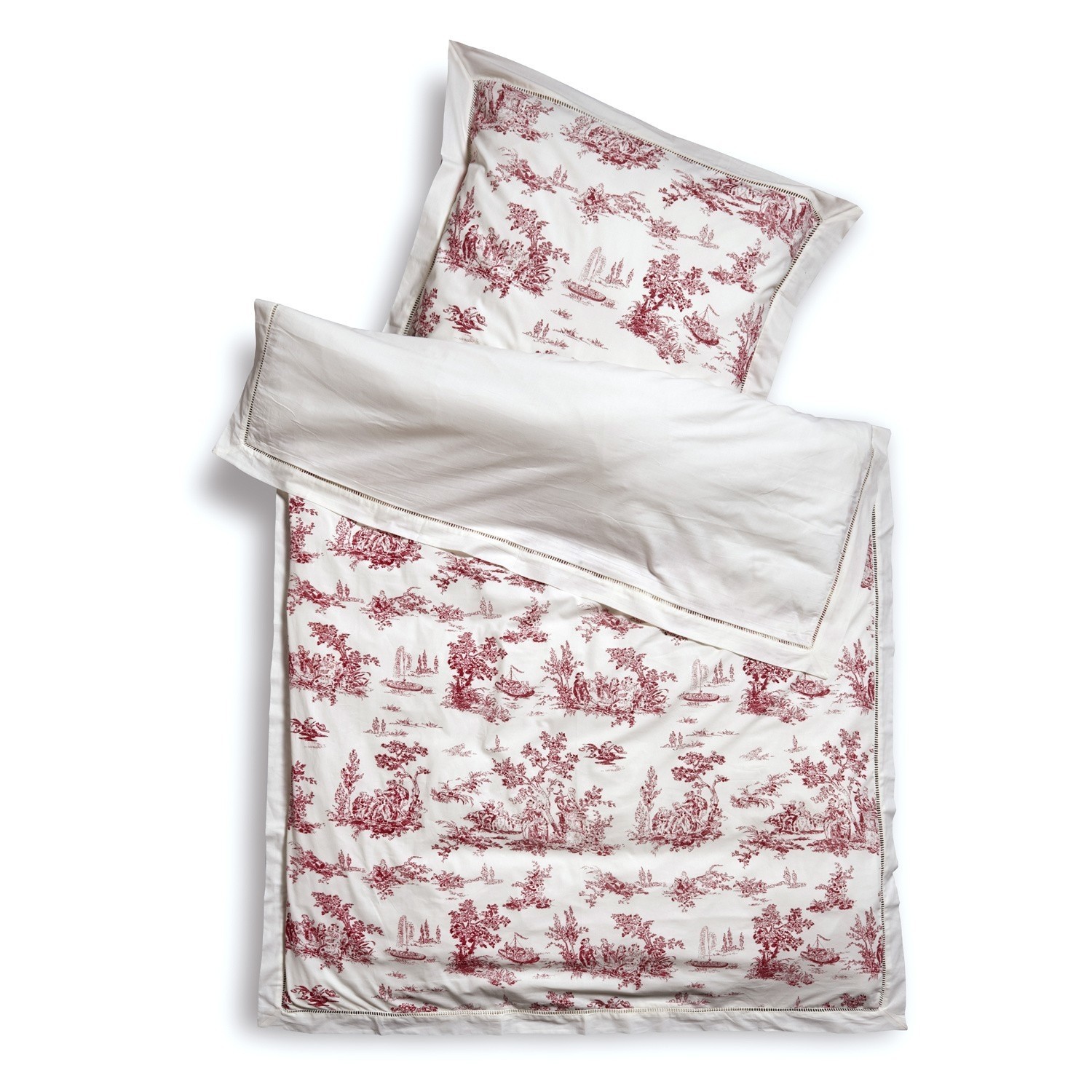 Bettwäsche Toile rouge Bettwäsche aus Baumwolle in Weiß mit rotem Landschaftsmuster, weich und dekorativ fürs Schlafzimmer