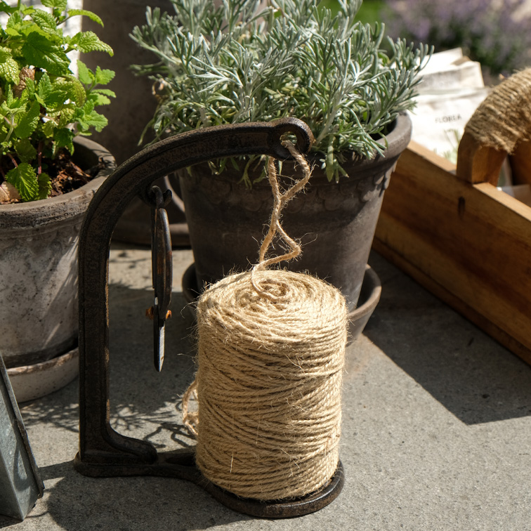 Natürliche Juteschnur auf Metallhalter, praktisches Gartenzubehör für Pflanzenbindung