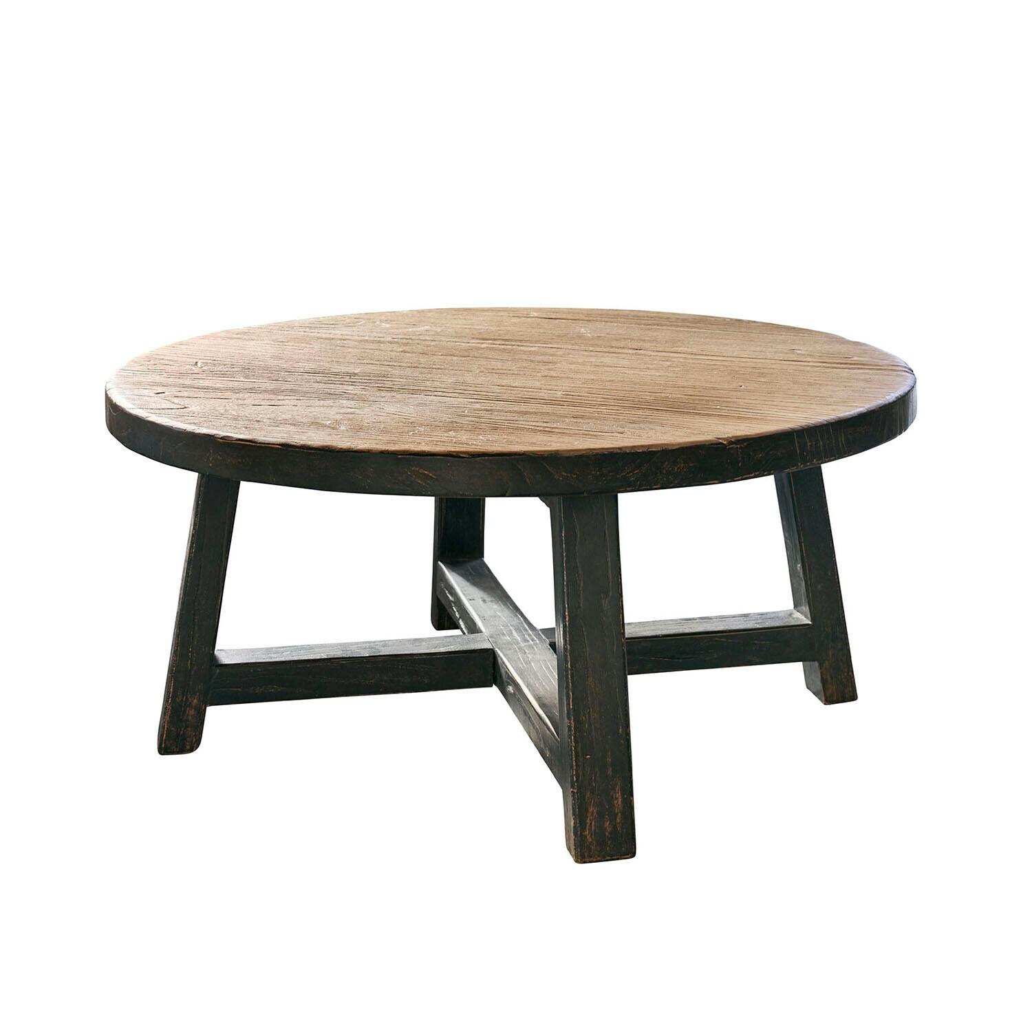 schwarz/braun Runder Couchtisch Gorivel aus Holz in Schwarz-Braun für Wohnzimmer