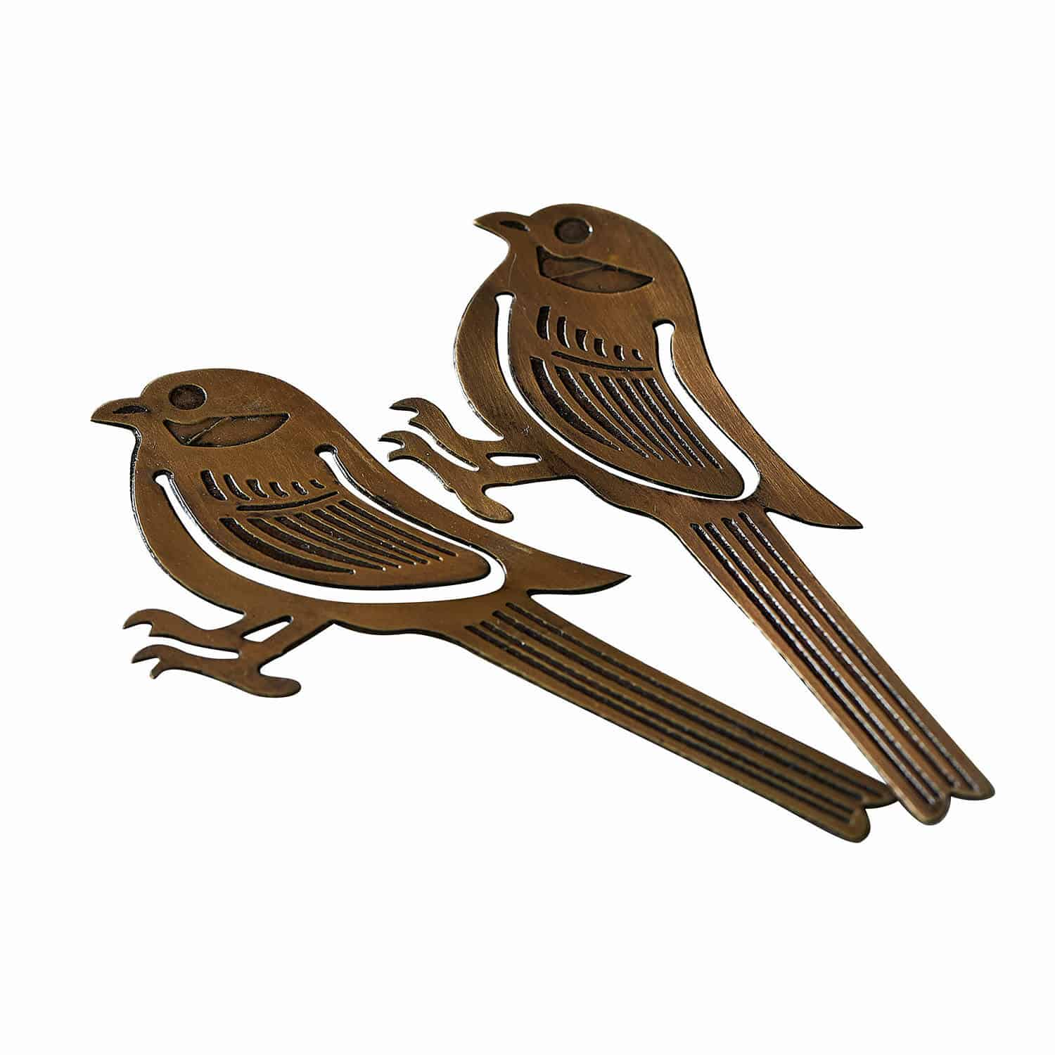 Zwei dekorative Vögel aus Messing-Metall, Deko für Haus oder Garten