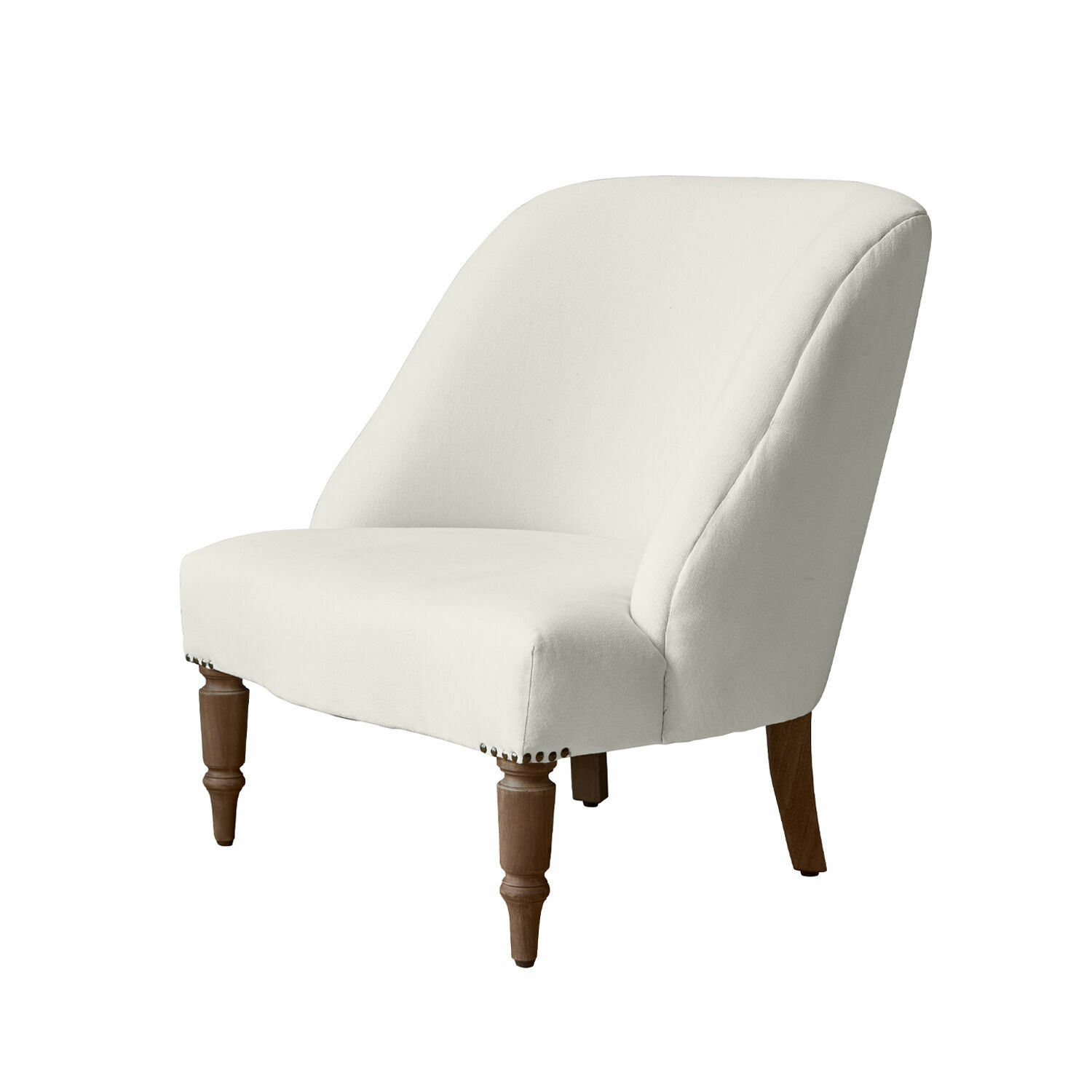 Sessel Maplewood Weiß gepolsterte Couch mit Holzbeinen, elegantes Wohnzimmermöbel, bequeme Sitzfläche