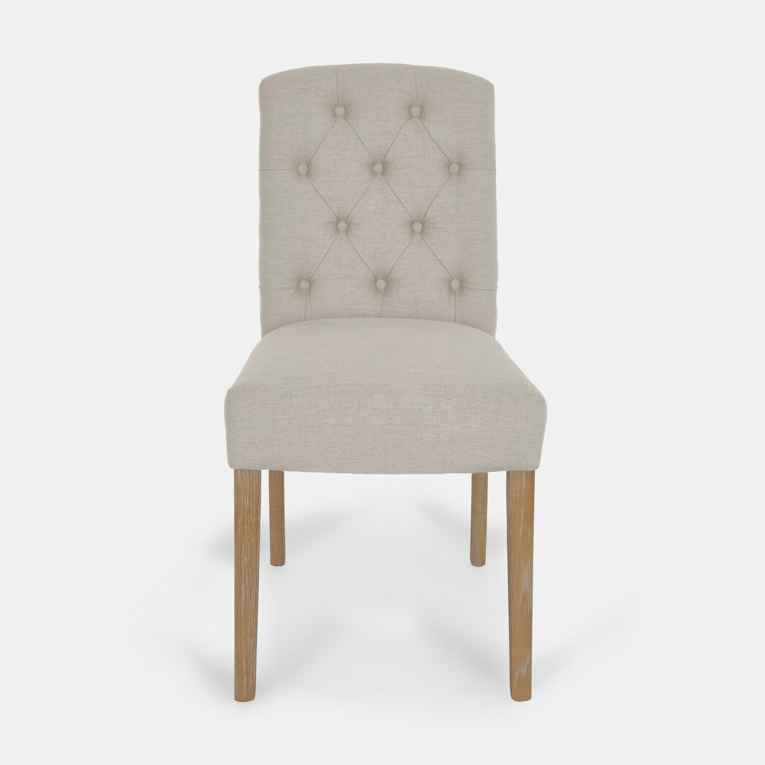 leinen Eleganter Stuhl Fulden aus beigem Leinen mit Holzbeinen für Esszimmer