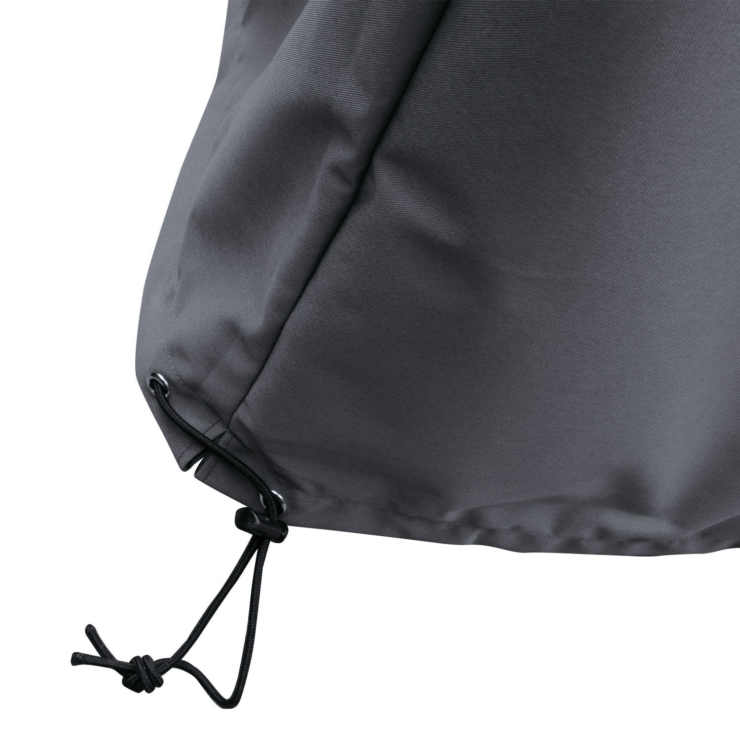 Schwarzer Stoffbeutel mit verstellbarem Kordelzug, robust und praktisch