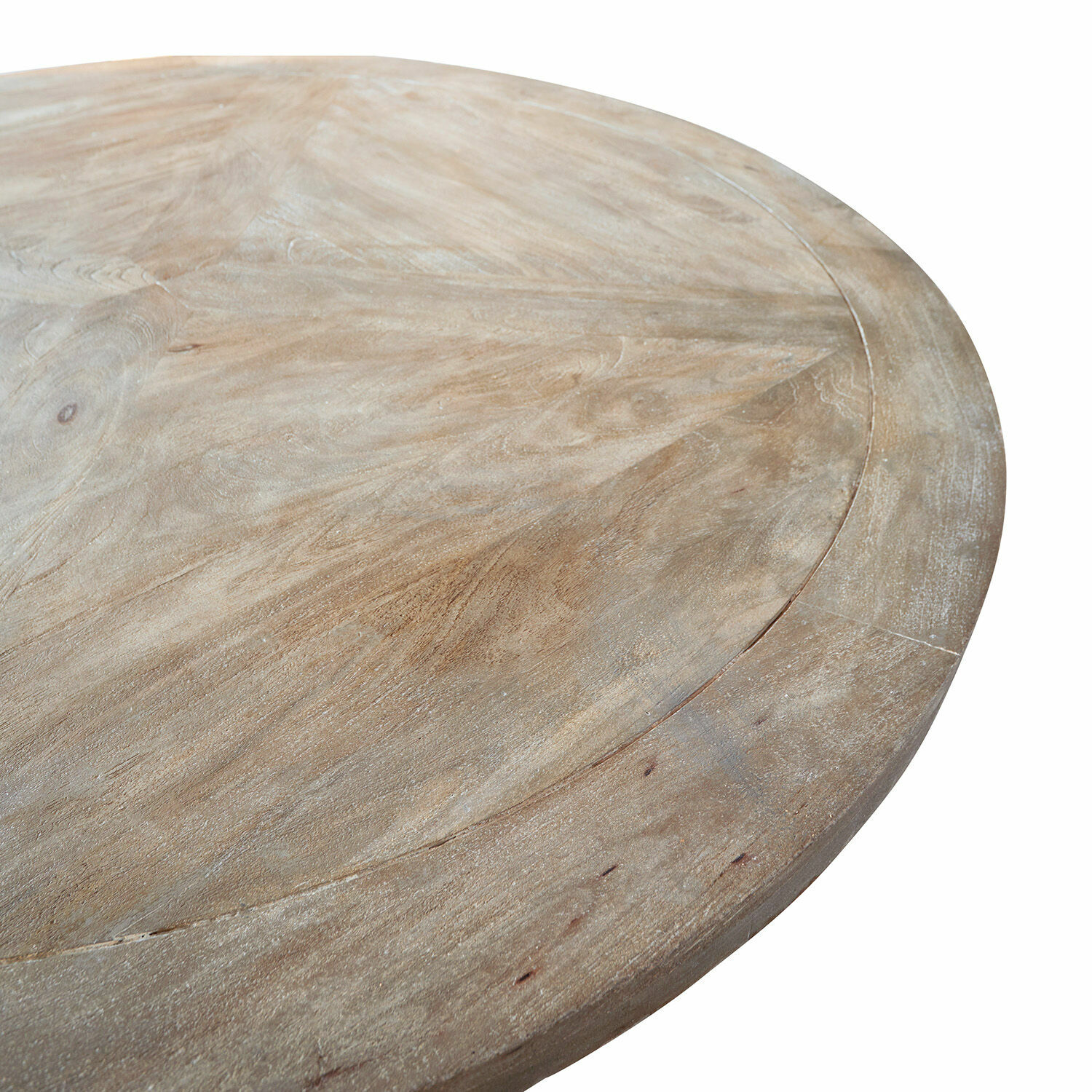 Runde Tischplatte aus natürlichem Mangoholz mit sichtbarer Maserung für Wohnmöbel