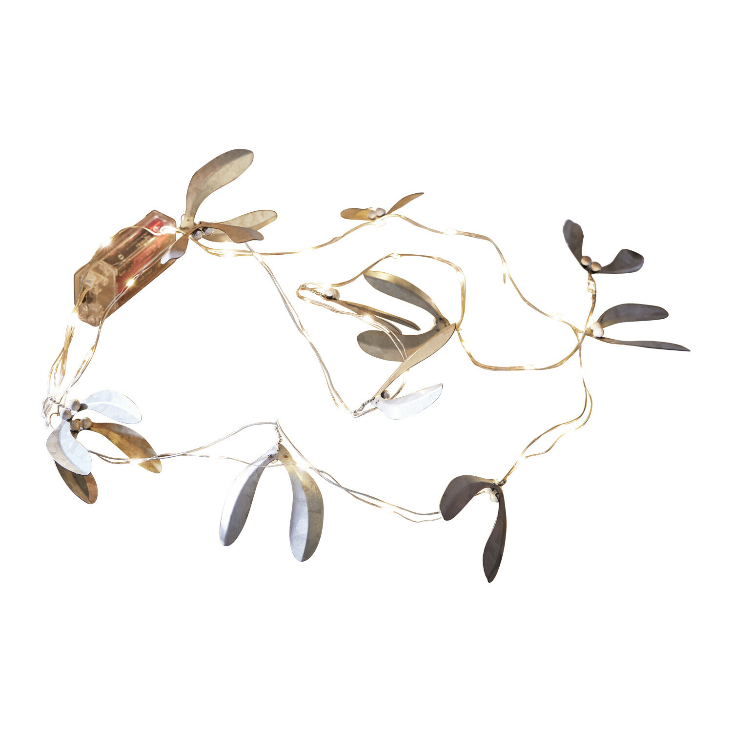 Lichterkette Carivela Dekorative Lichterkette mit silbernen und goldenen Metallblättern, LED-Beleuchtung