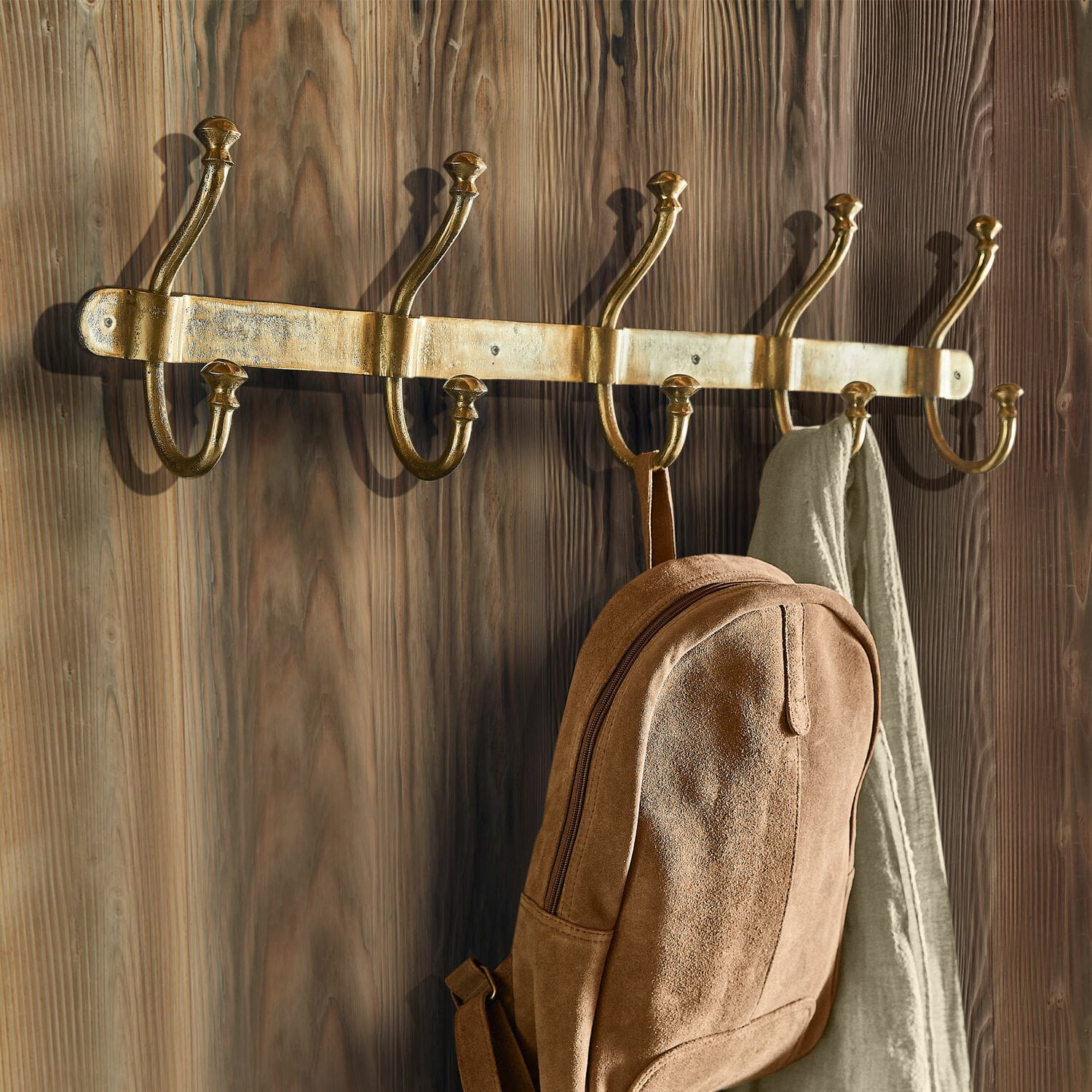 Hakenleiste Pincé Goldfarbener Metall-Wandhaken mit fünf Haken, ideal für Rucksack und Kleidung im Flur