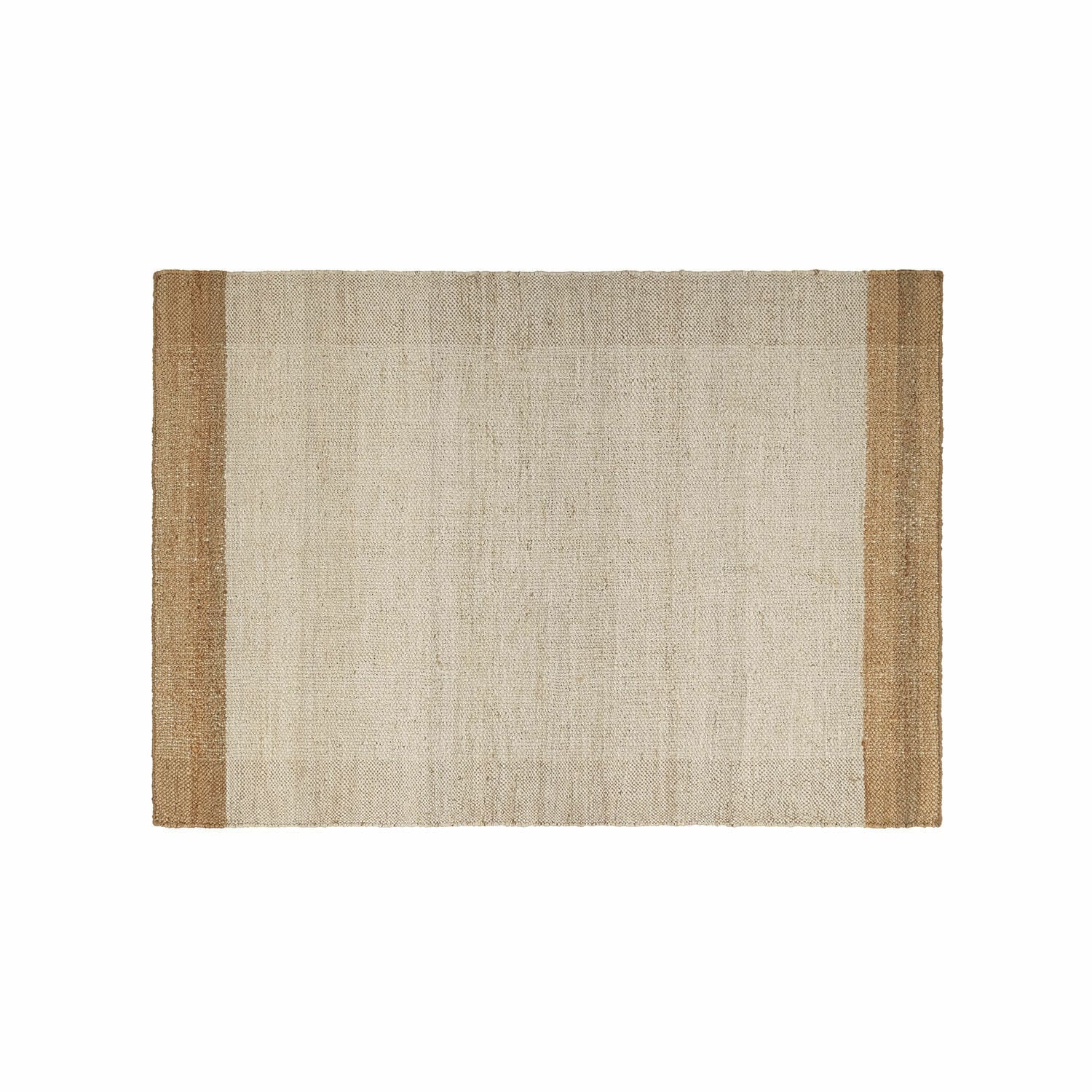 Teppich Estelune Rechteckiger Teppich aus natürlicher Jute in Beige mit braunen Streifen an den Seiten