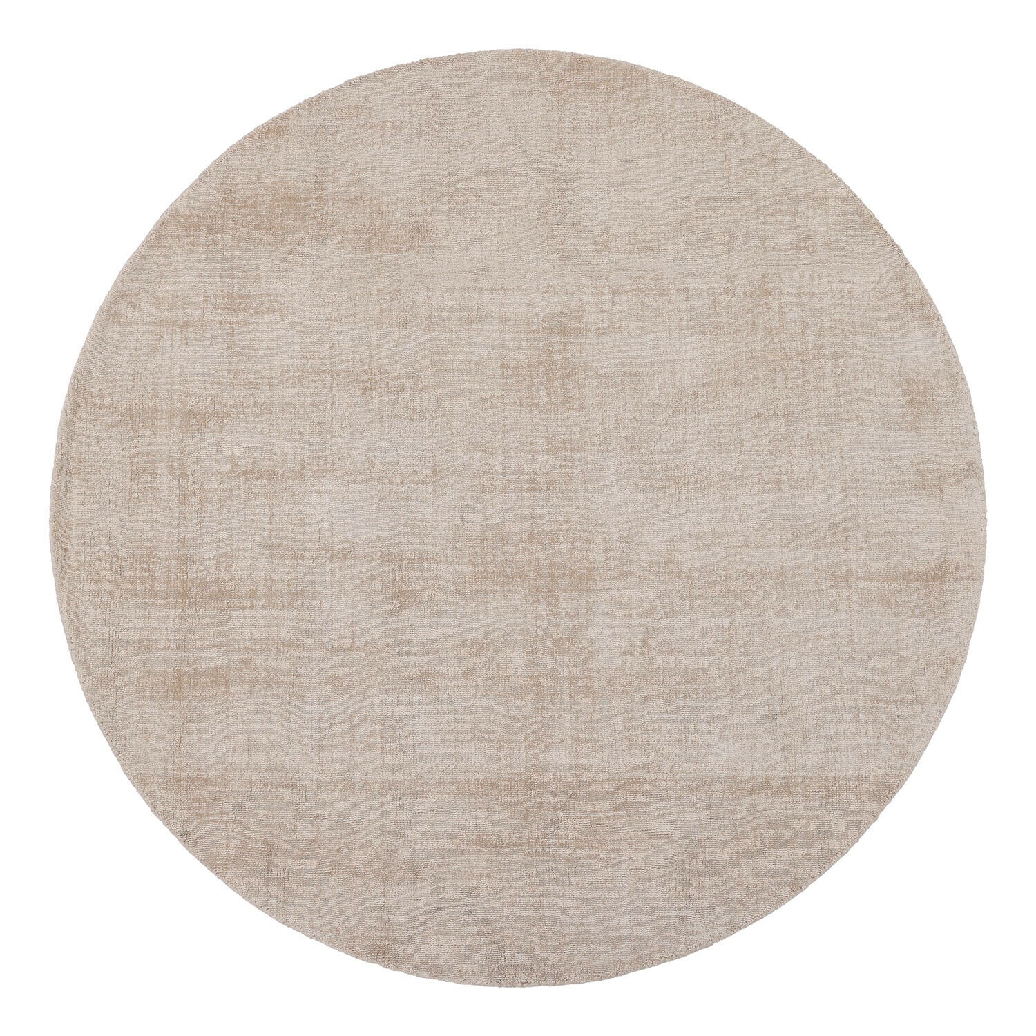 Runder Teppich in Beige aus weichem Material, passend für moderne Wohnräume