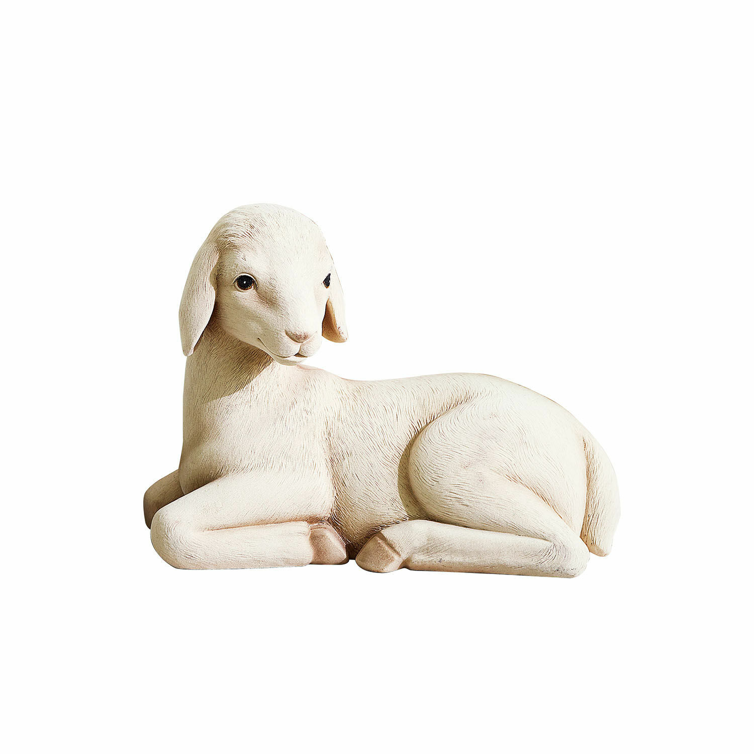 Deko-Lamm Xénandrine Weiße liegende Lammfigur aus Kunststoff, Dekoration für Innen- und Außenbereich