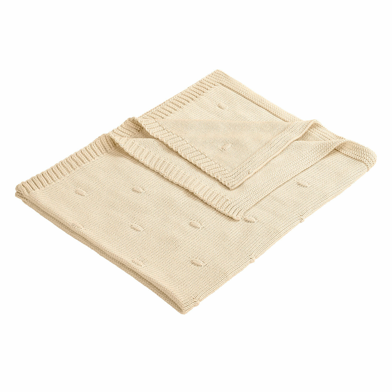 Plaid Samiya Beige gestrickte Baumwolldecke mit dezentem Muster, ideal für gemütliche Wohnräume