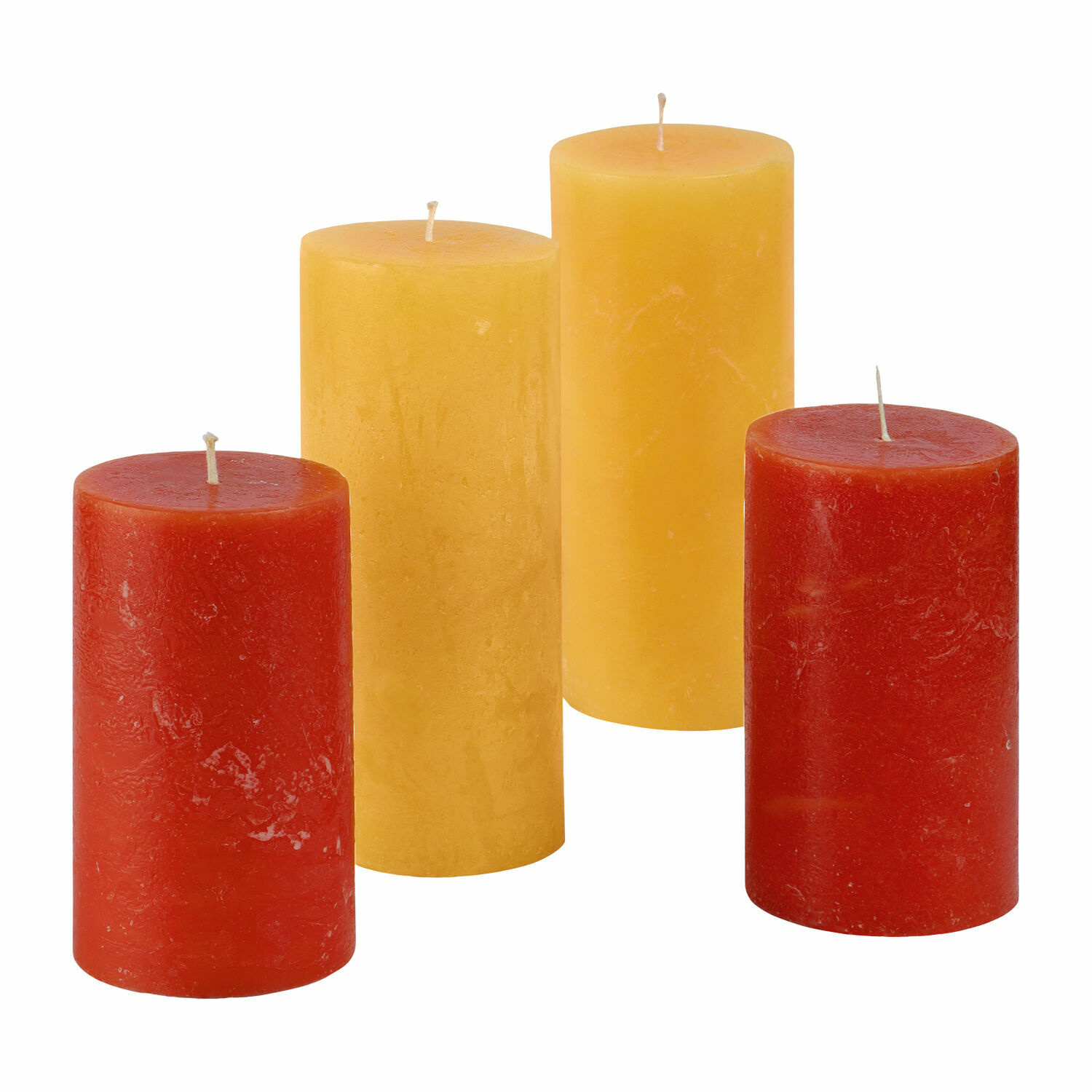 orange/gelb 4er Set Berekua Kerzen aus Wachs in Orange und Gelb, dekorative Wohnaccessoires