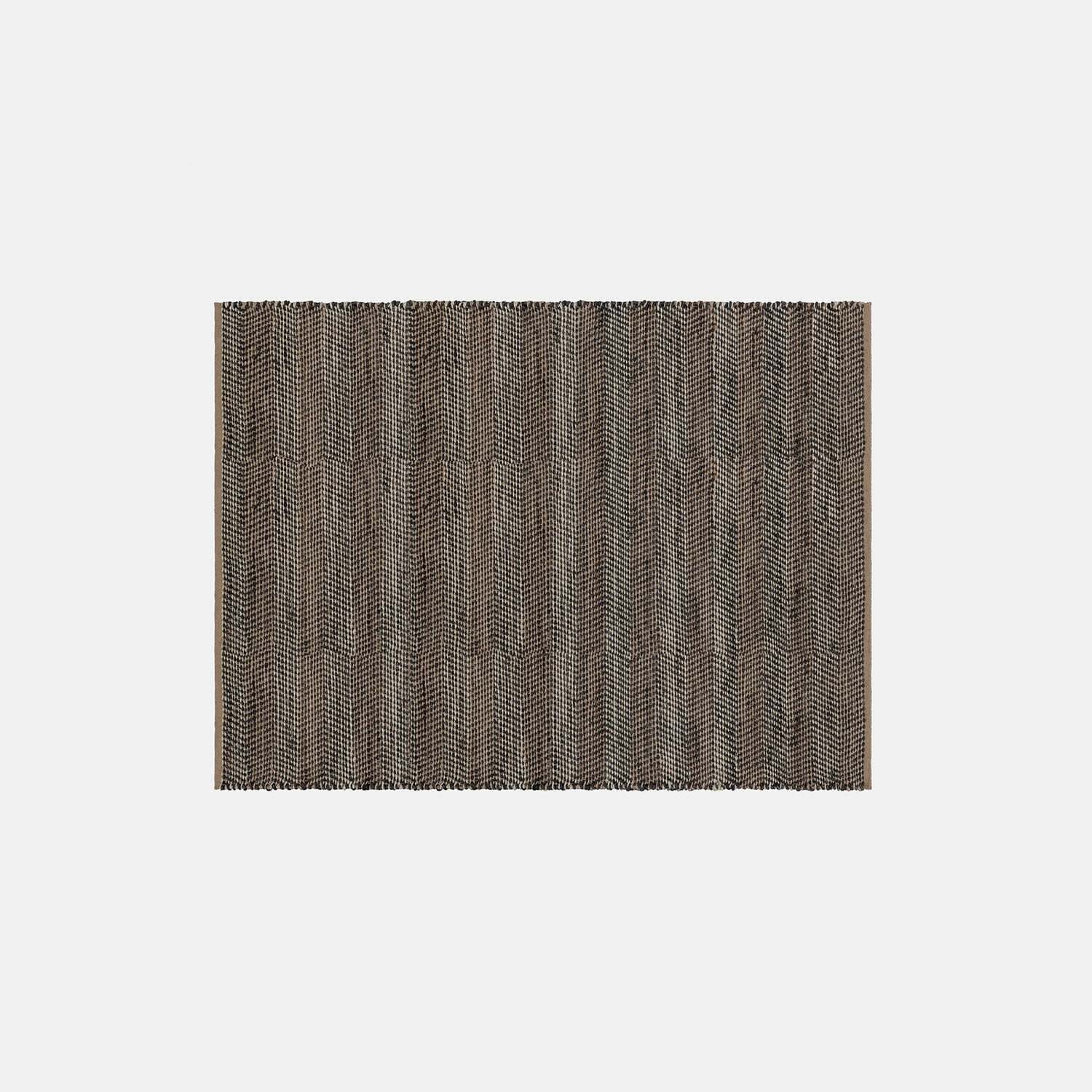 Teppich Myråsen Braun-schwarzer Jute-Teppich mit geometrischem Muster, natürlicher Bodenbelag für Wohnräume