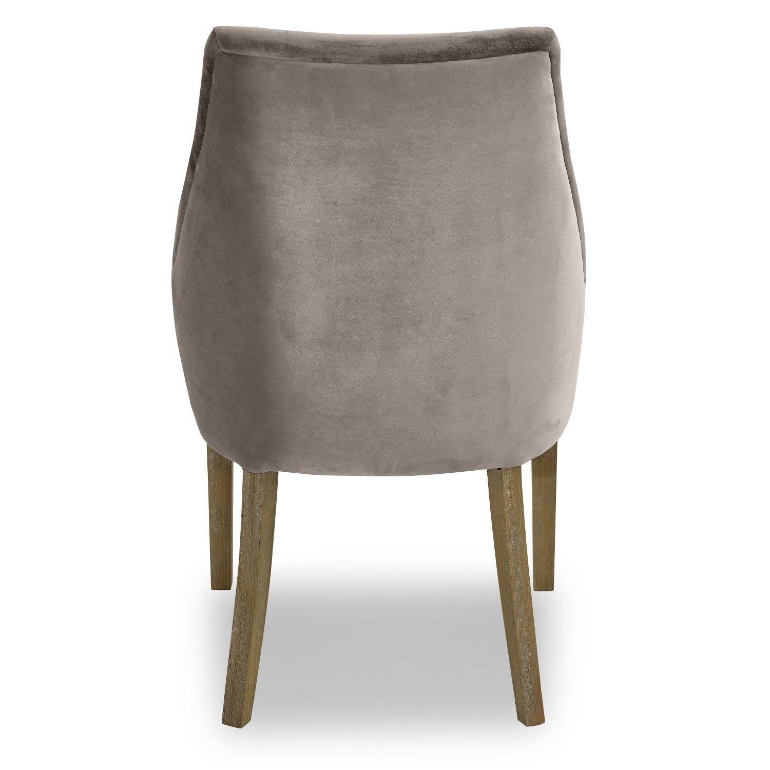 Eleganter Stuhl mit grauem Samtbezug und Holzbeinen, ideal für Wohnzimmer