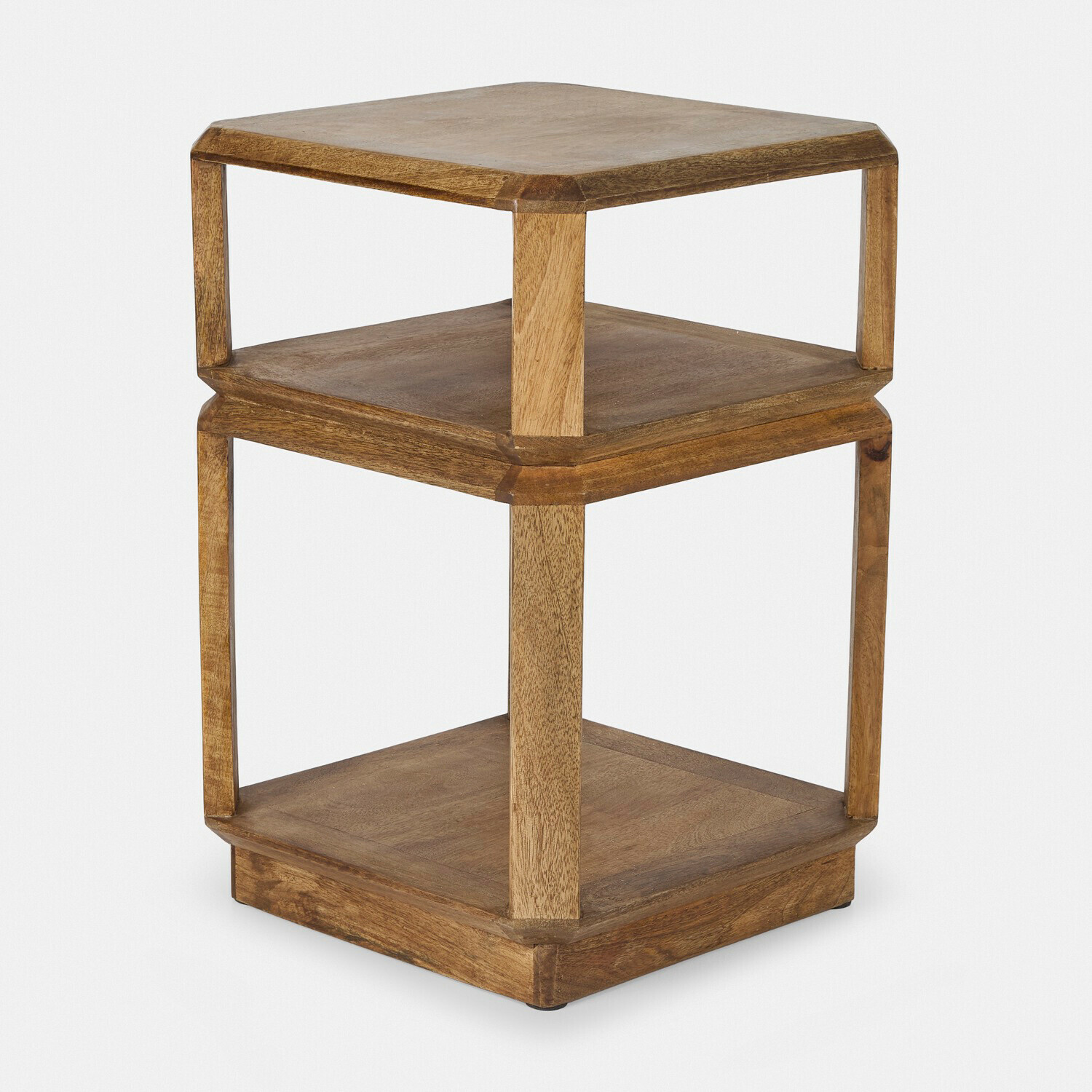 Beistelltisch Inverly Dreistöckiger Beistelltisch aus Holz in Naturfarbe mit schlichtem Design