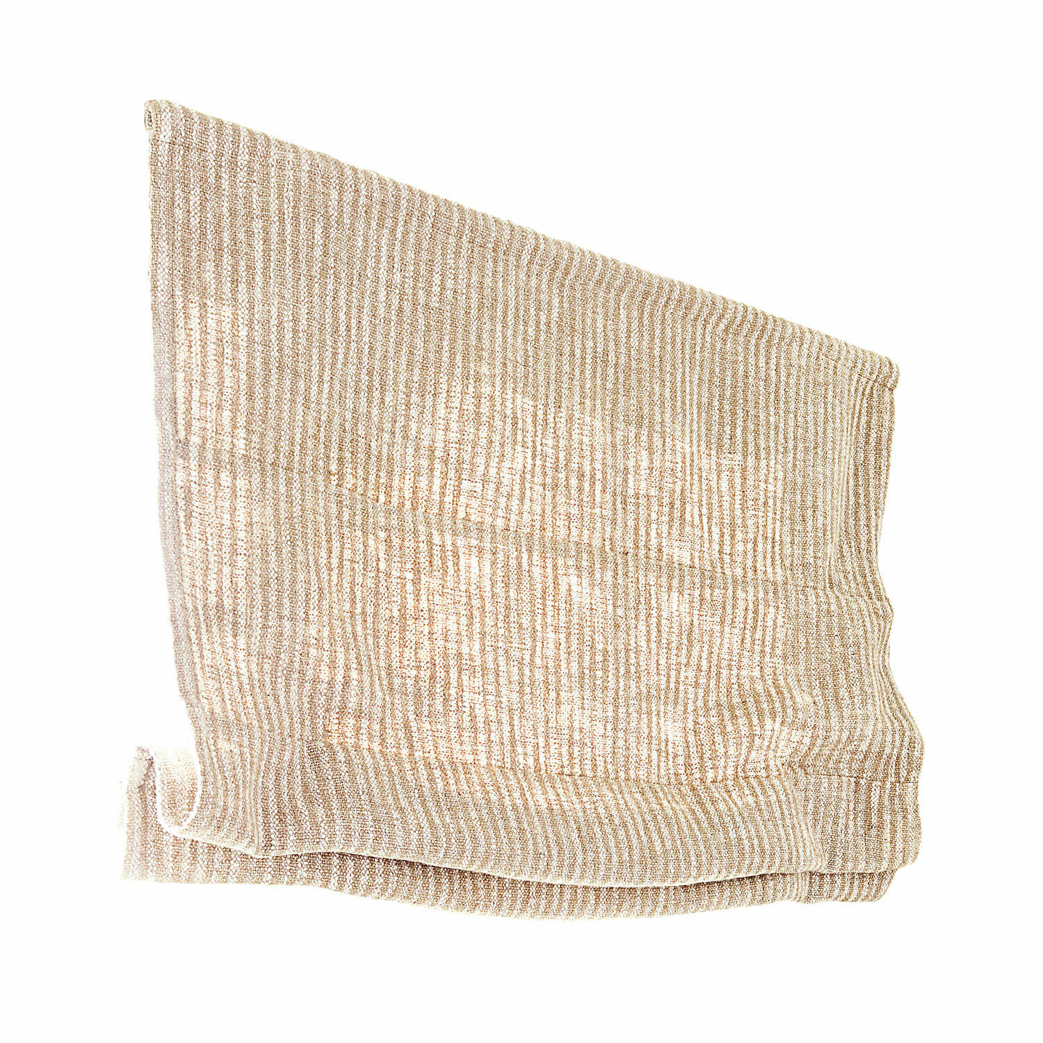 Beige Römischer Stoffrollo mit feinem Streifenmuster für stilvolle Fensterdekoration