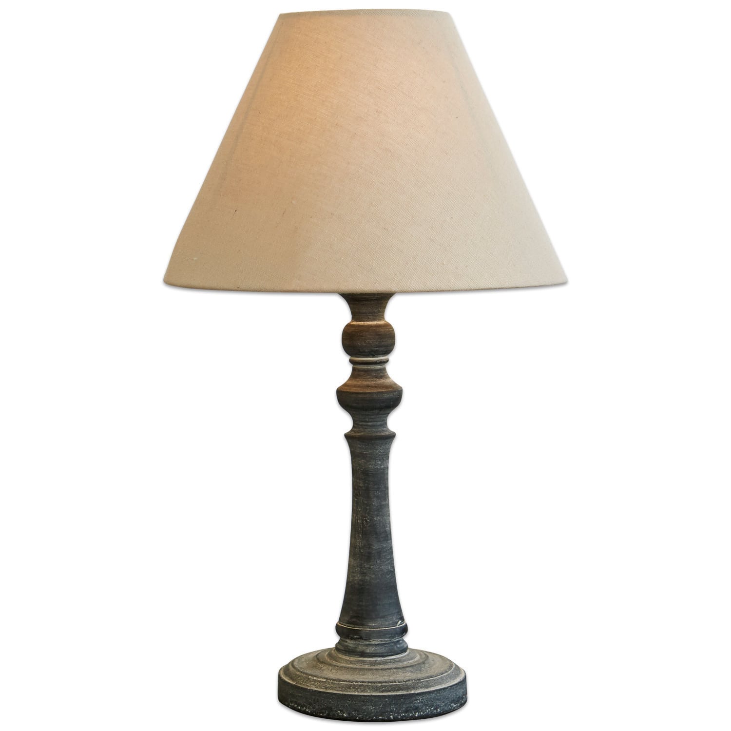 Tischlampe Withby Klassische Tischlampe mit beigem Lampenschirm und dunklem Holzfuß für Wohnzimmer