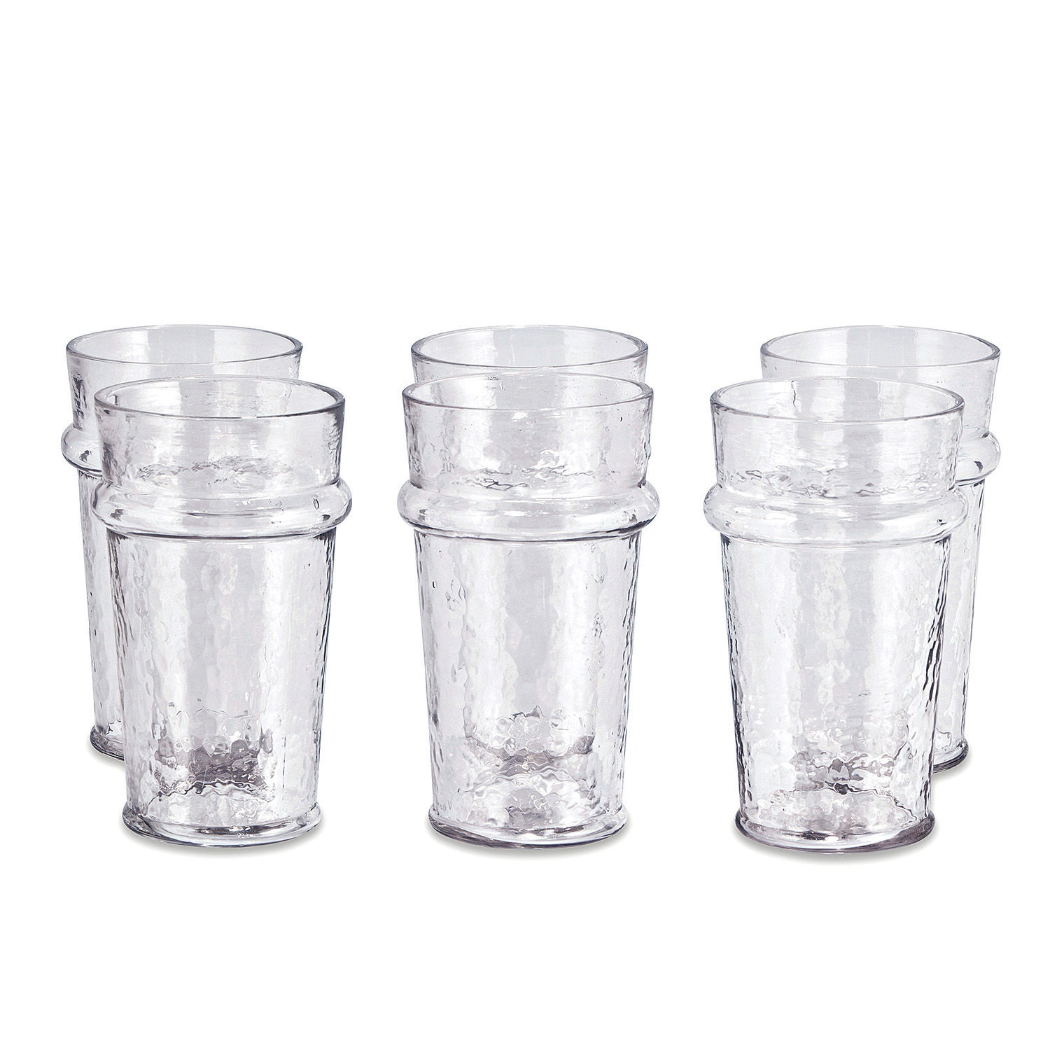 Glas 6er Set Avrilla Set aus sechs transparenten Trinkgläsern aus strukturiertem Glas mit modernem Design