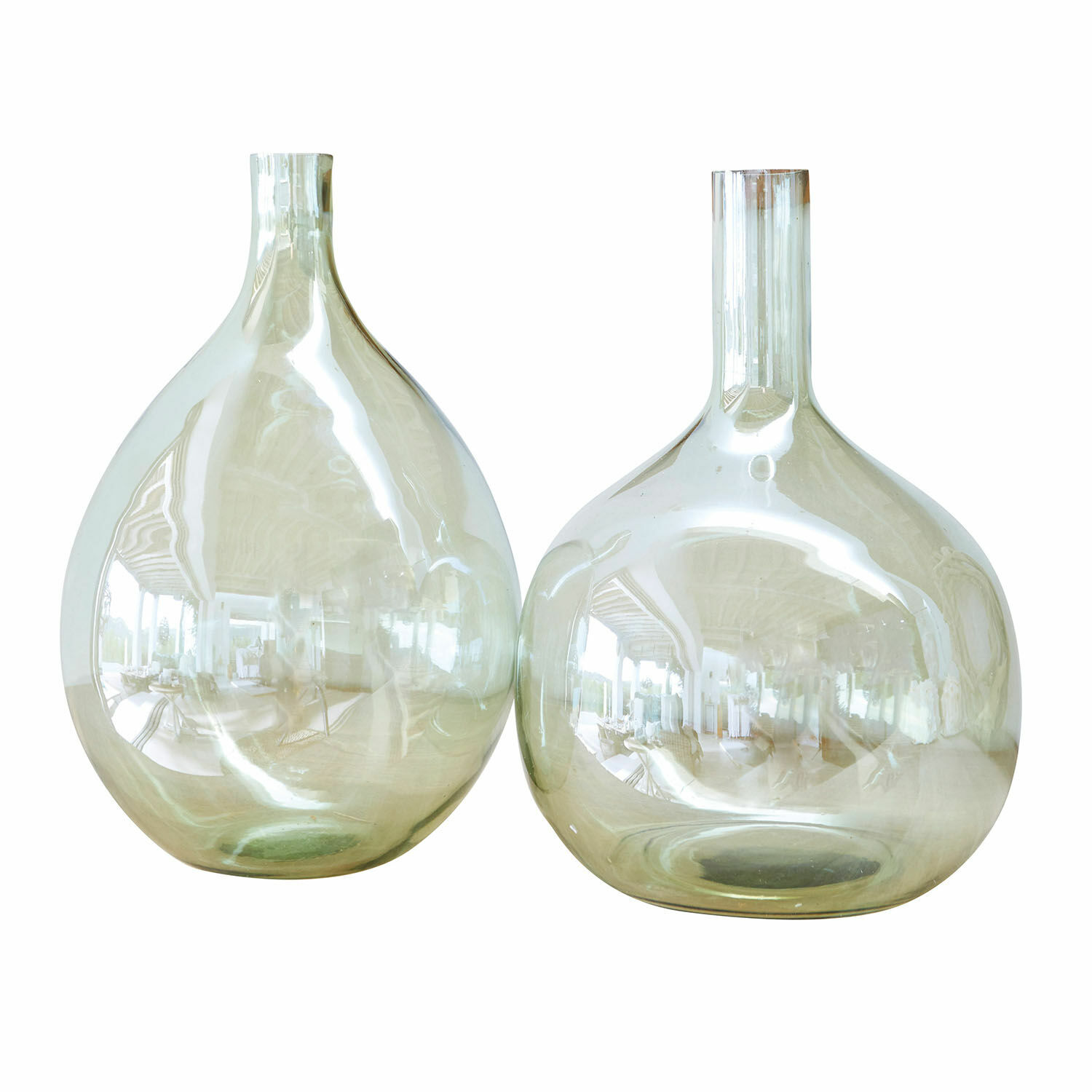 grün Zweier-Set grüne Erlunda Glasvasen, moderne Wohnraumdekoration, elegantes Design