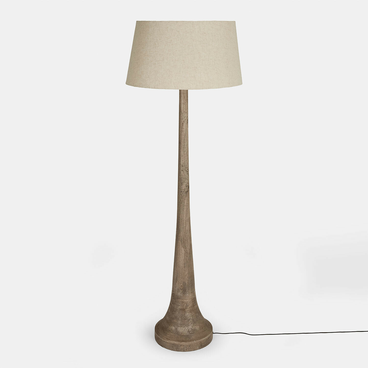 Stehlampe Helsfjord Stehlampe mit Holzfuß und beigem Lampenschirm, modernes Design für Wohnzimmerbeleuchtung