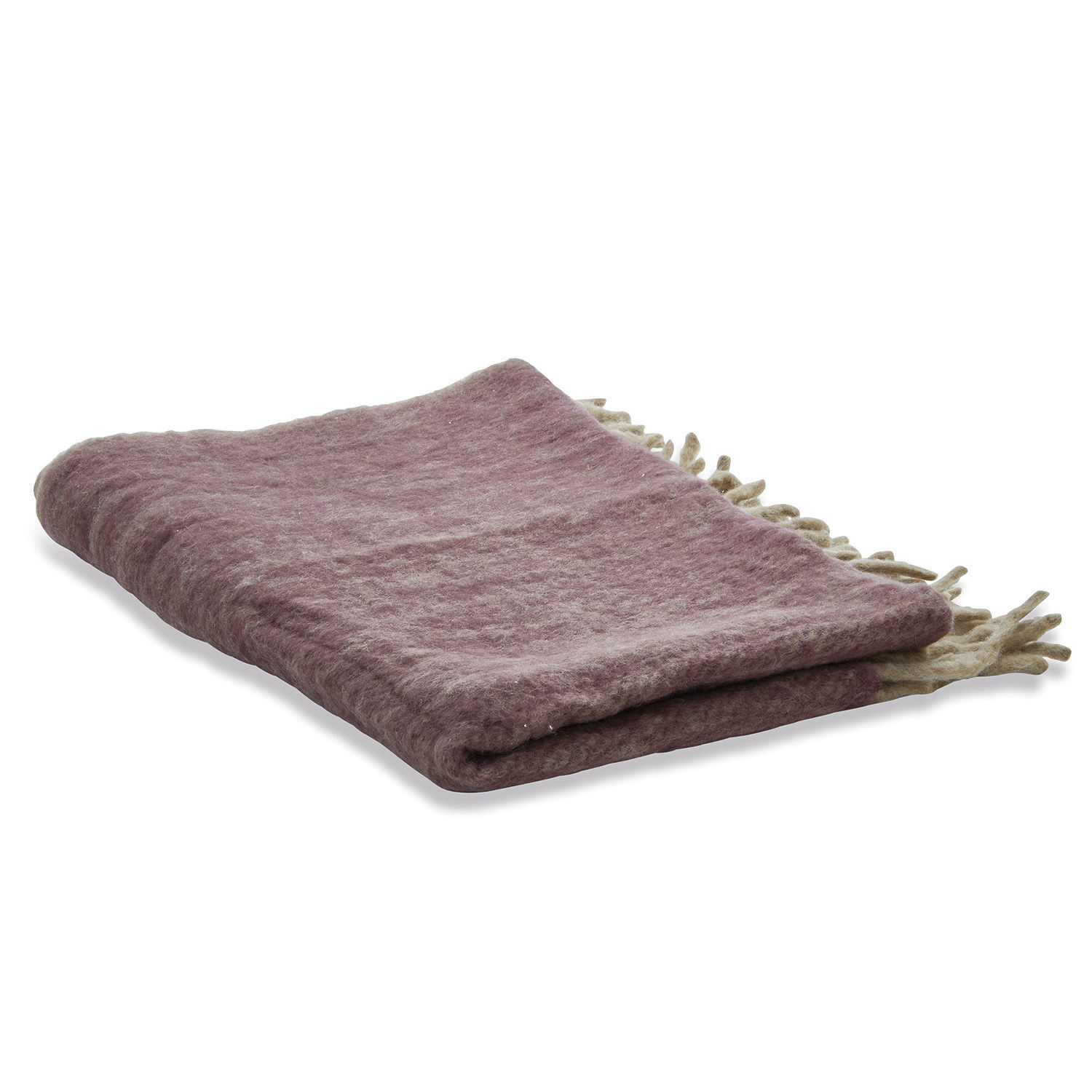 Weiche Wolldecke in Rosa mit beigen Fransen, ideal zum Dekorieren und Wärmen
