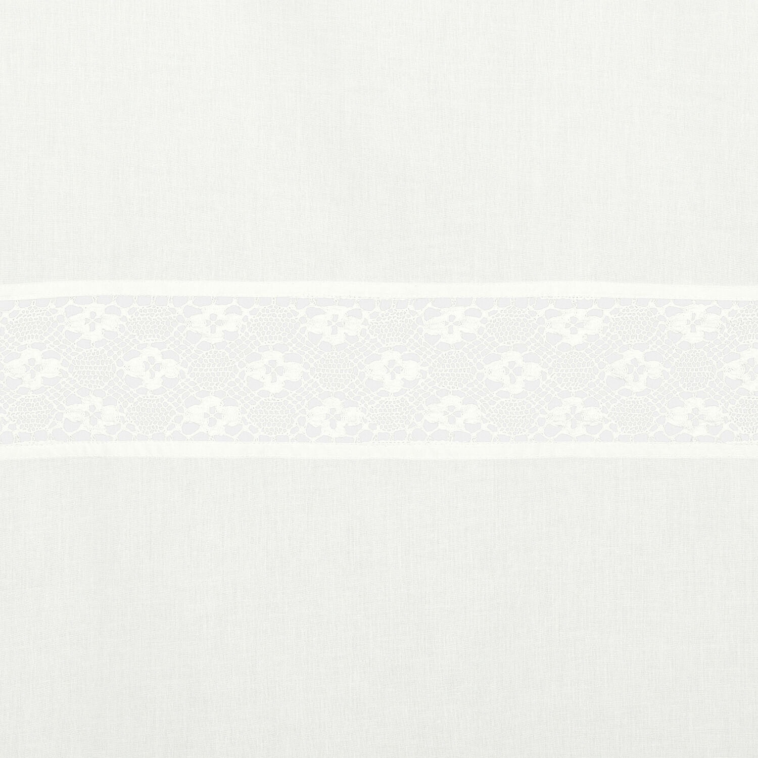 Weißer Stoff mit floraler Spitzenborte, feines dekoratives Textil mit zartem Muster