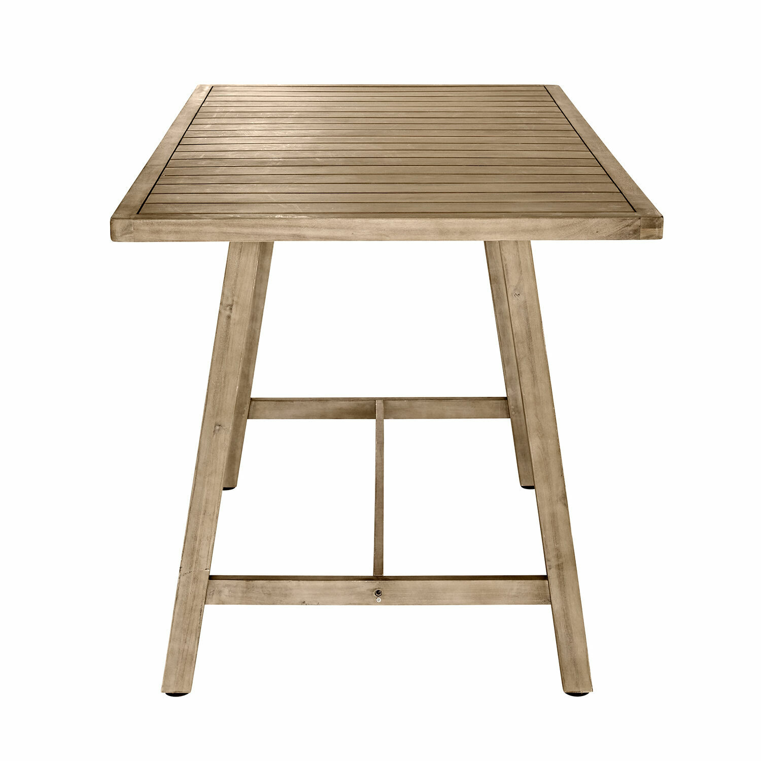 Quadratischer Holztisch in natürlicher Farbe, ideal für Garten oder Terrasse