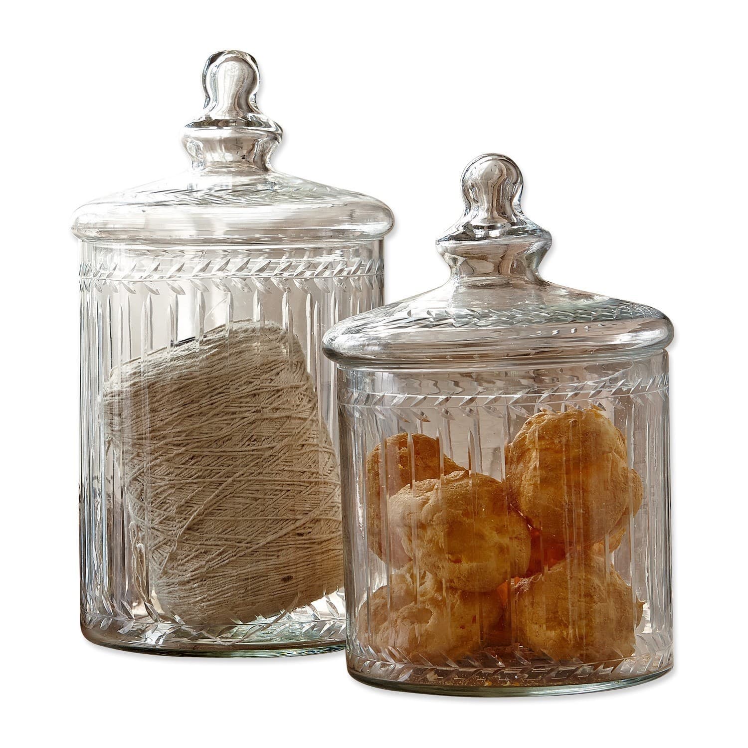 Glasdose 2er Set Maledisant Transparente Glasbehälter mit Deckeln und Muster, ideal zur Aufbewahrung in der Küche