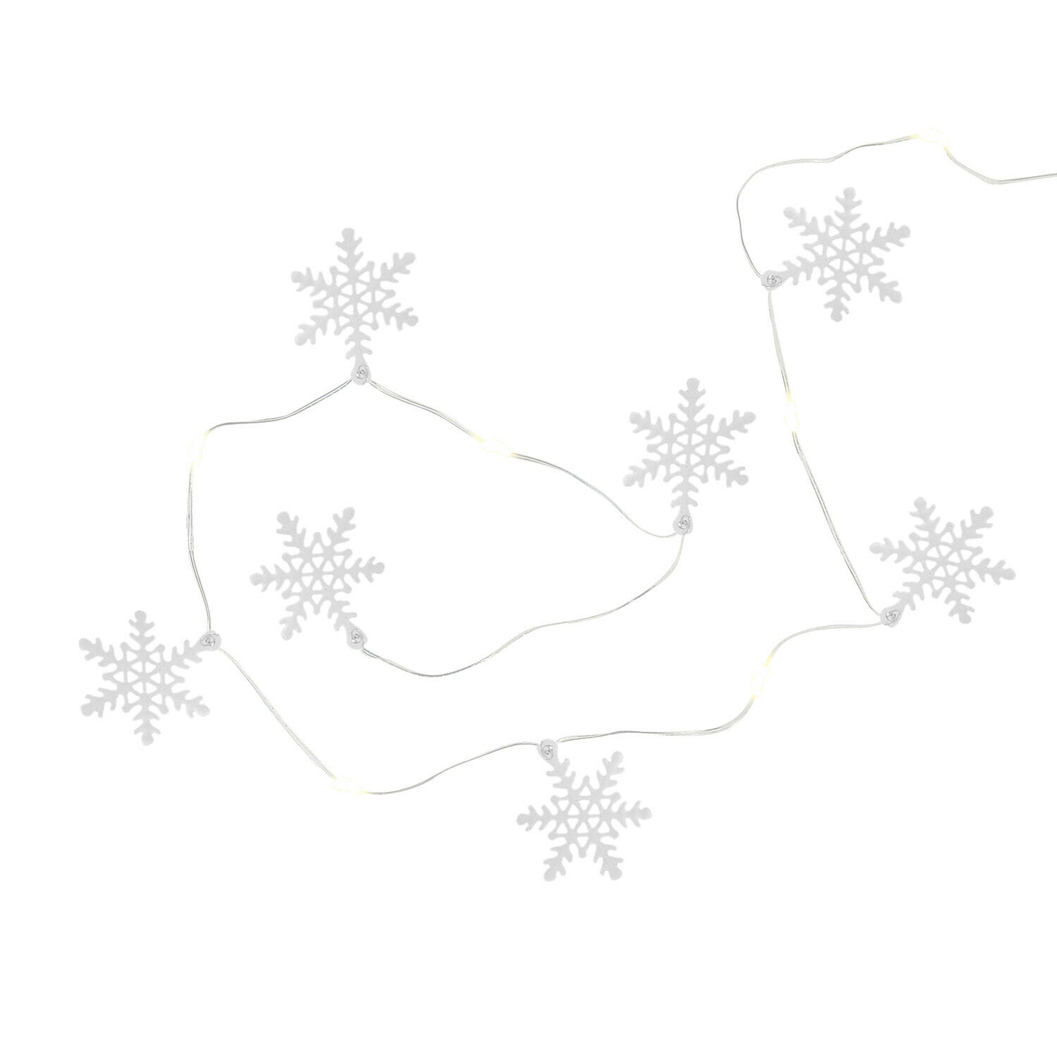 Lichterkette Azmira Lichterkette mit weißen Schneeflocken auf dünnem Draht für winterliche Dekoration