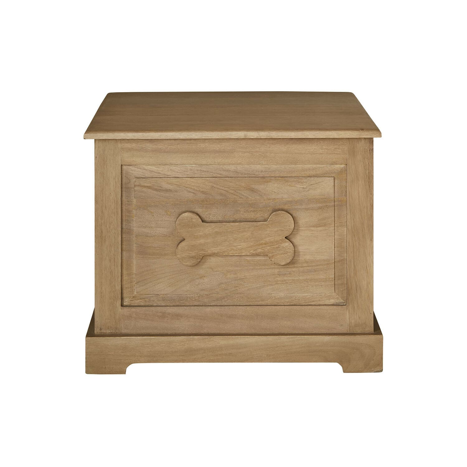 Truhe Alourine Holztruhe in Naturfarbe mit Knochenmotiv, Aufbewahrungsmöbel für Hundespielzeug