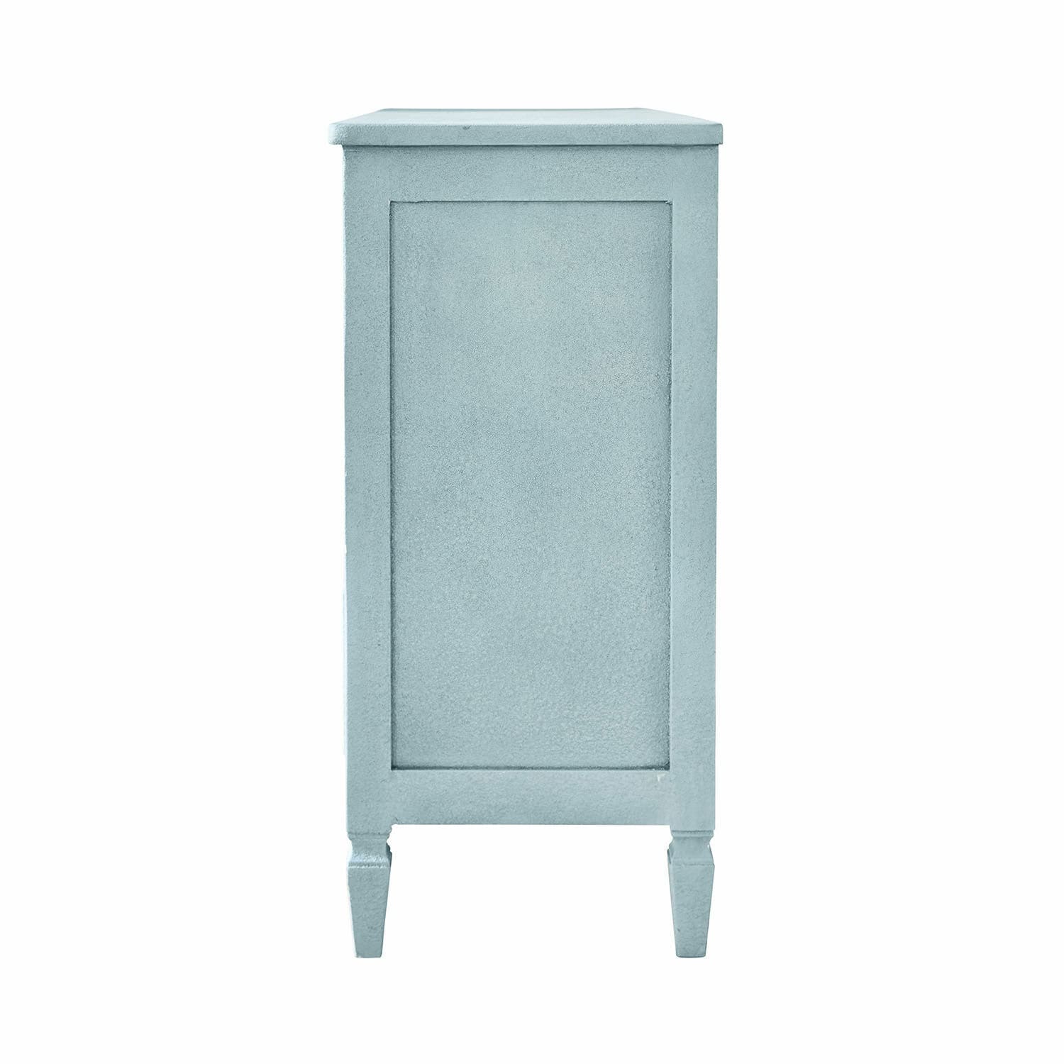 Blauer Holzschrank mit schlichtem Design und Beinen, Vintage-Aufbewahrungsmöbel
