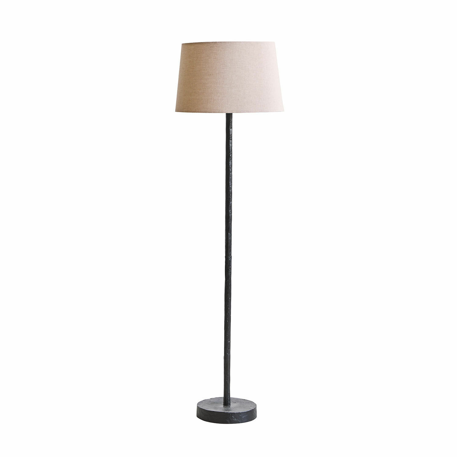 Stehlampe Kristof Stehlampe mit schwarzem Metallfuß und beigem Lampenschirm, modernes Wohnzimmerlicht