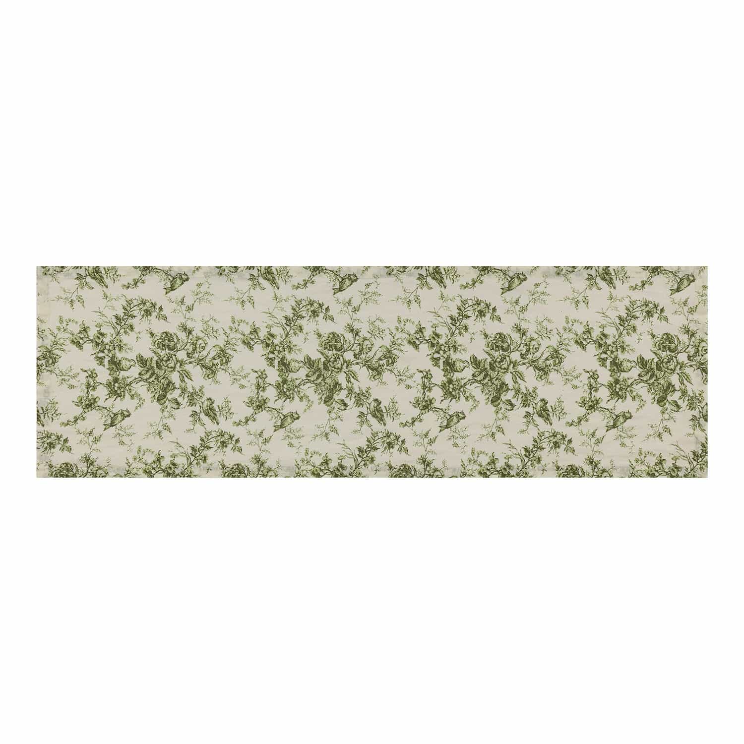 Tischläufer Mercier Tischläufer mit grünem Blumenmuster auf cremefarbenem Stoff, Tischdeko, Textil