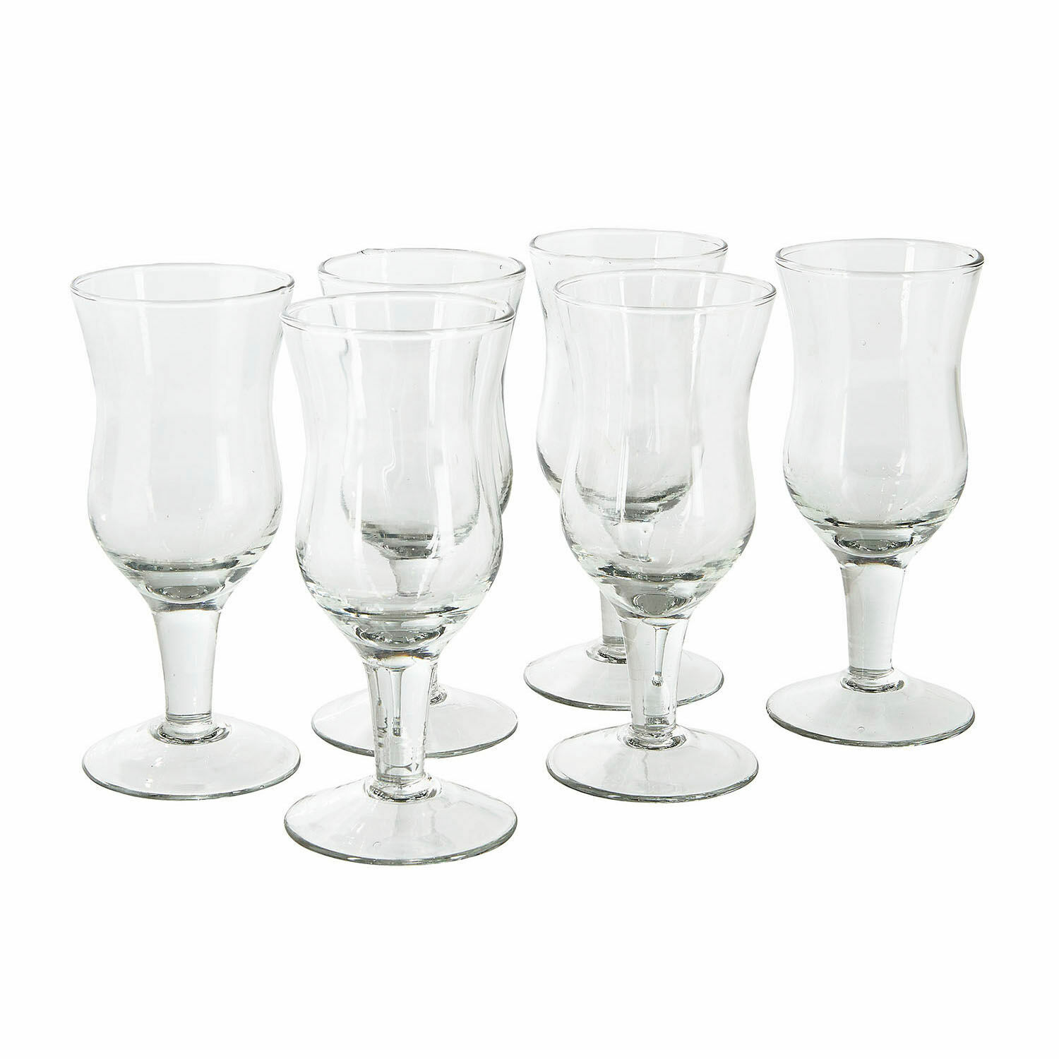 Set aus 6 klaren Gläsern aus Glas mit Fuß, elegantes Design für Getränke zu Hause