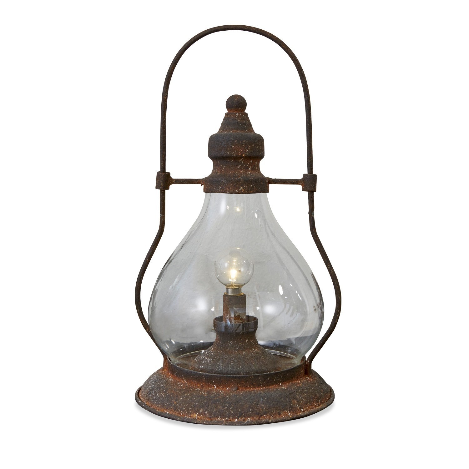 LED-Laterne Cortney Rustikale Metalllaterne mit klarem Glas und Glühbirne, dekoratives Wohnaccessoire
